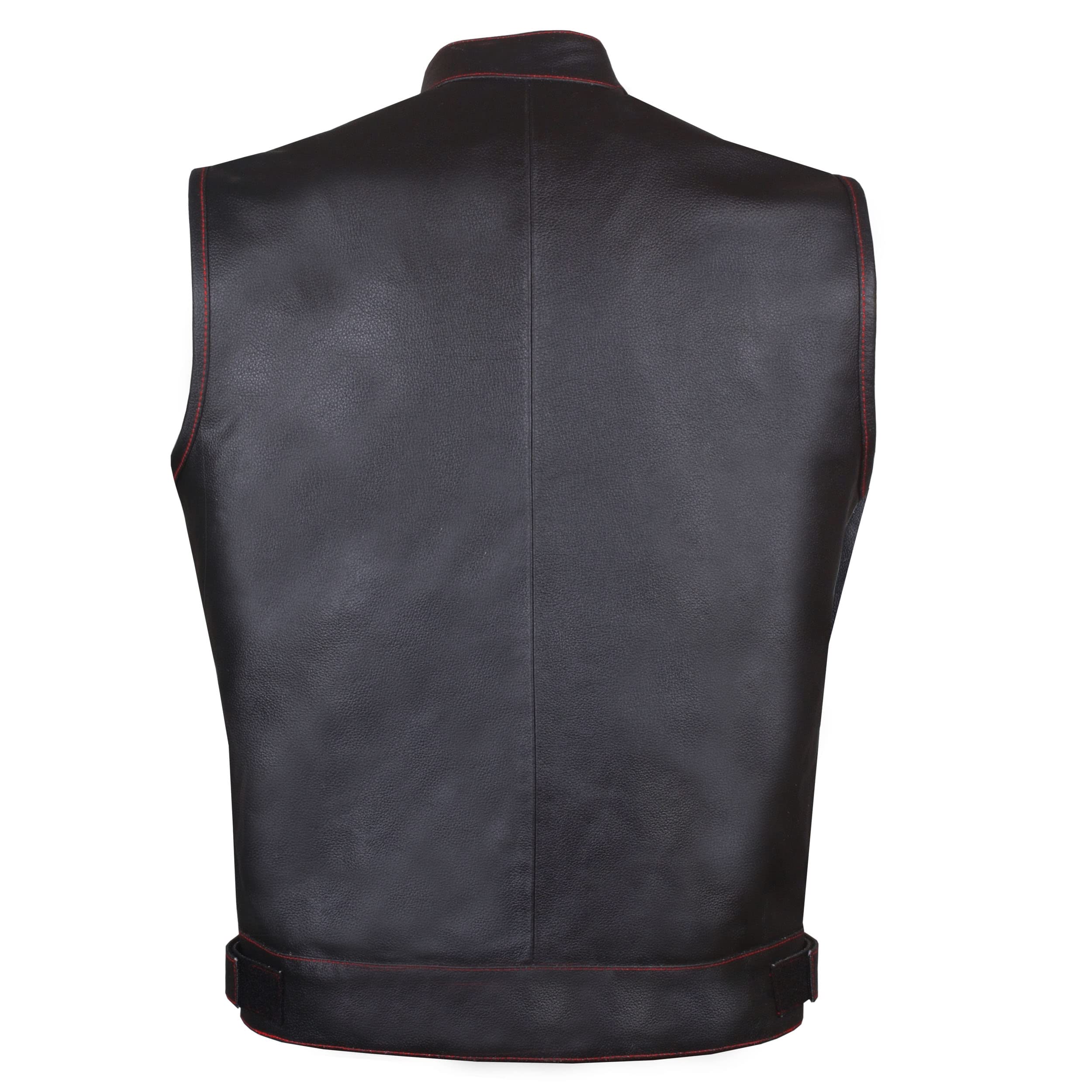 Soa Men 'S Premium Leather Motorcycle Vest With Biker Club Concealed Carry Gun Pockets W/Armor Us Flag S