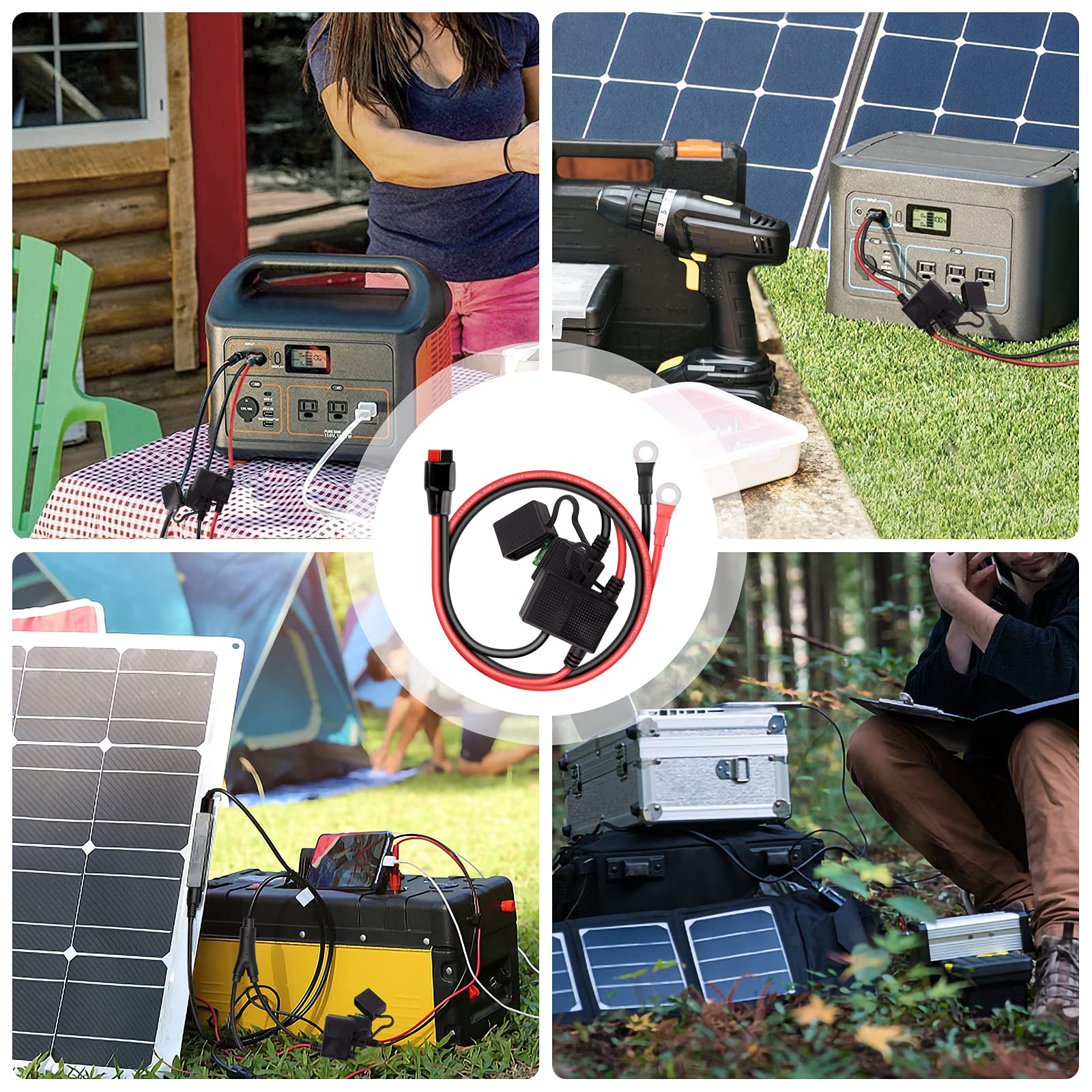 Igreely Dual Positive/Negative Atc Style Fuse Holder 10Awg Wire With Ring Terminals And 45A Connectors For Automotive 2Ft/60Cm