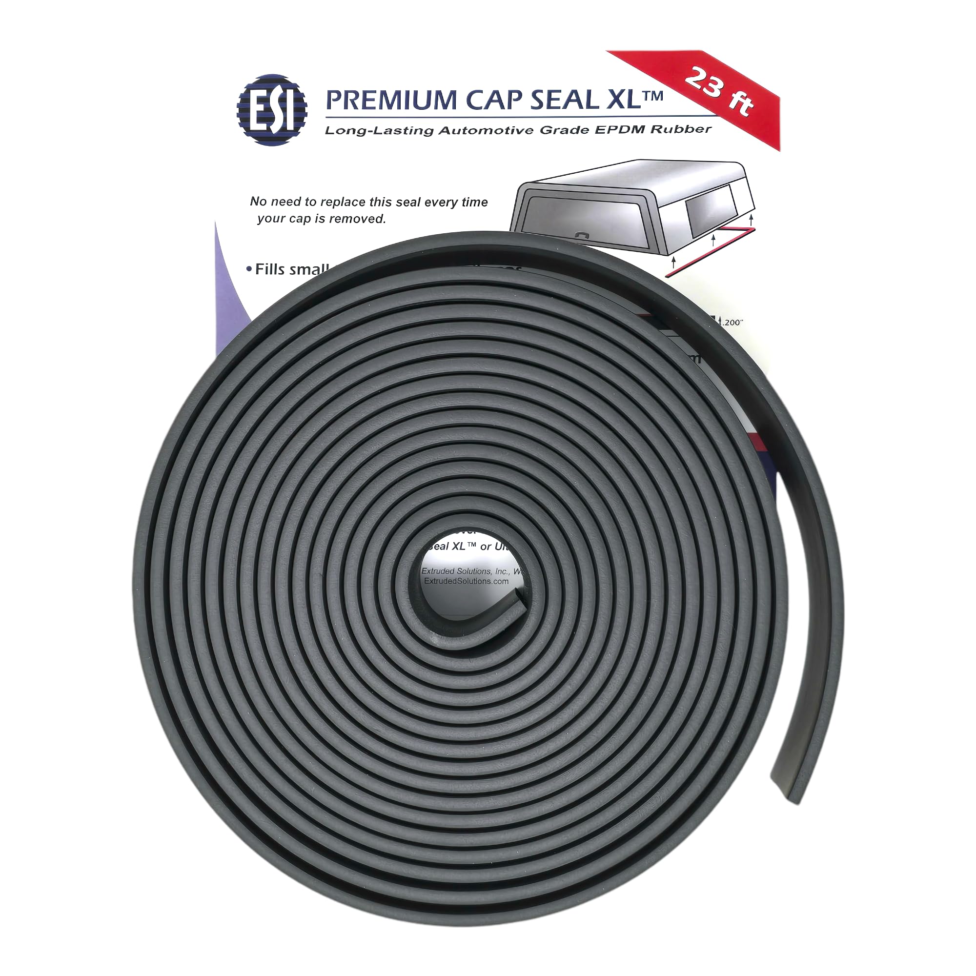 ESI Premium Cap Seal XL 23 FT (2&quot; Width x .200&quot; Height x 23' Length) EPDM Rubber for Caps 200 lbs or Less