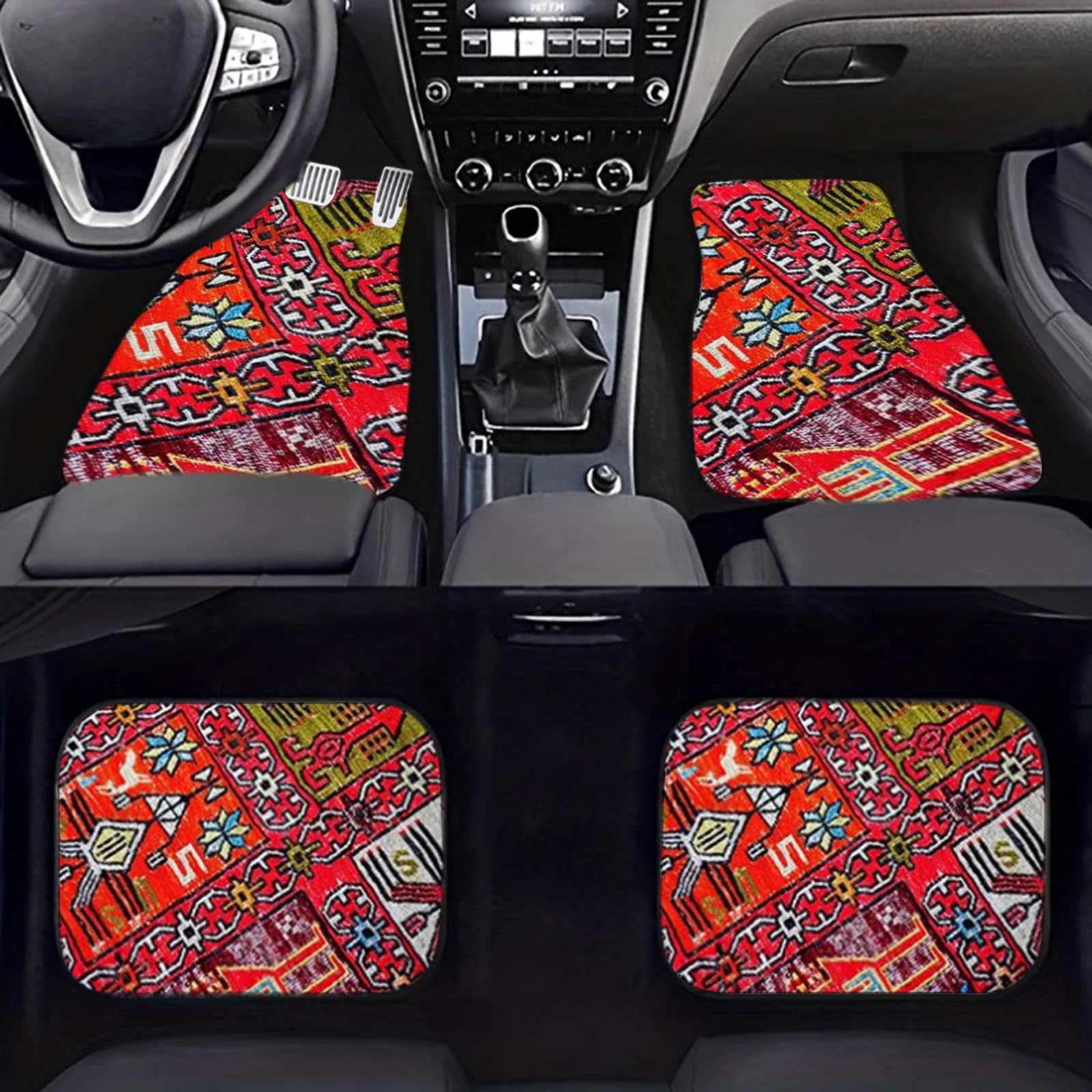 EOHMAK Car Floor Mats Non-Slip Automotive Floor Mats All-Weather Front Rear Car Floor Foot Mat Sets of 4 Pieces Foot Mats Rugs C