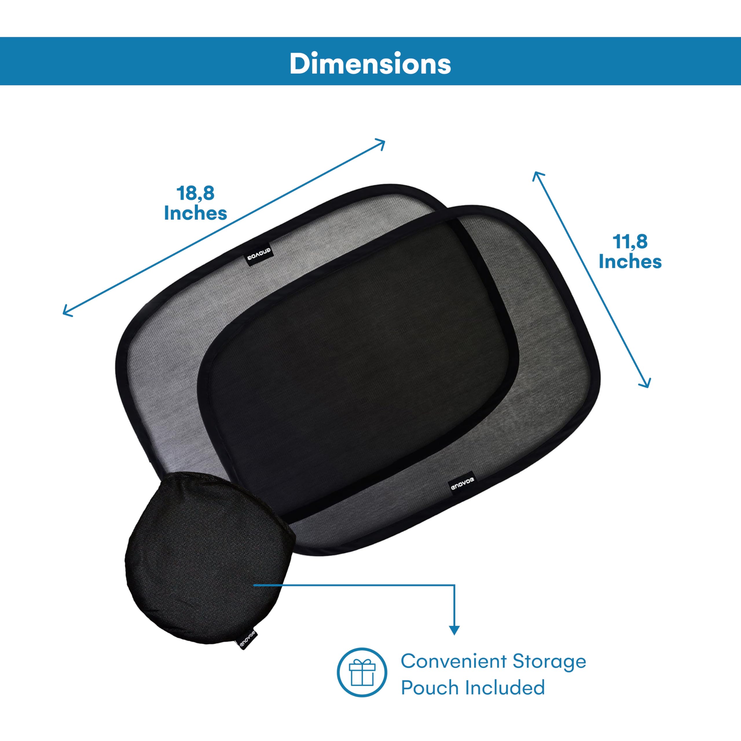 Enovoe Pack Of 2 Car Window Shade For Baby - 19'' X 12'' - Cling Car Sun Shade For Windows - Sun, Glare And Uv Rays Protection F