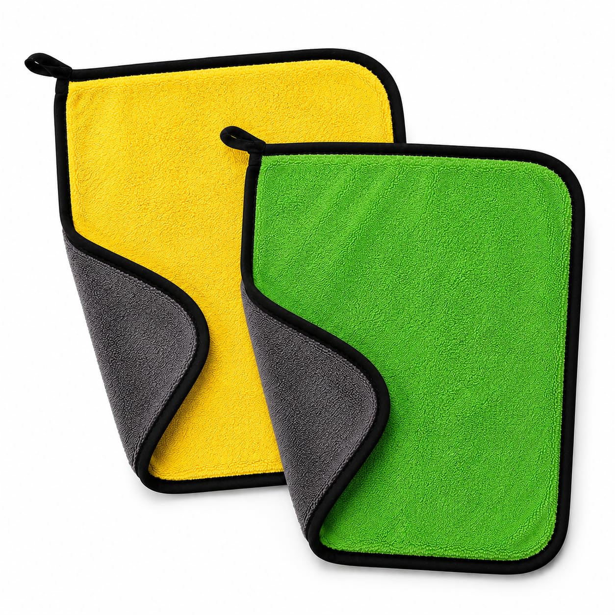 Microfiber Cleaning Cloth 500 GSM Pack of 2 (Yellow&Green, 40X30 cm)