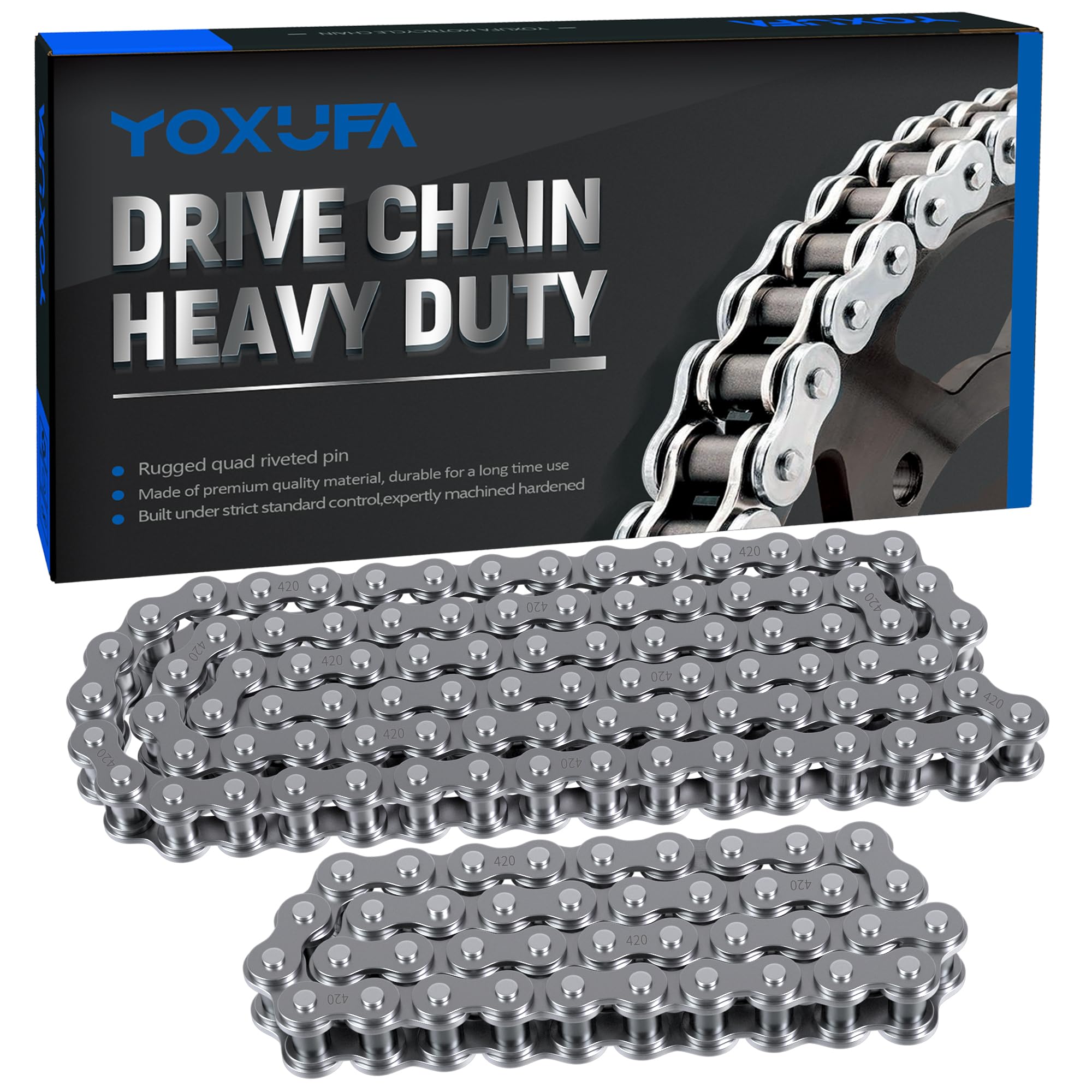 Yoxufa 420 Chain For Mini Bike Coleman Ct200U Ct200U-Ex Bt200X Baja Warrior Trailmaster Mb165 Mb200 Predator 212Cc 196Cc 200Cc 6