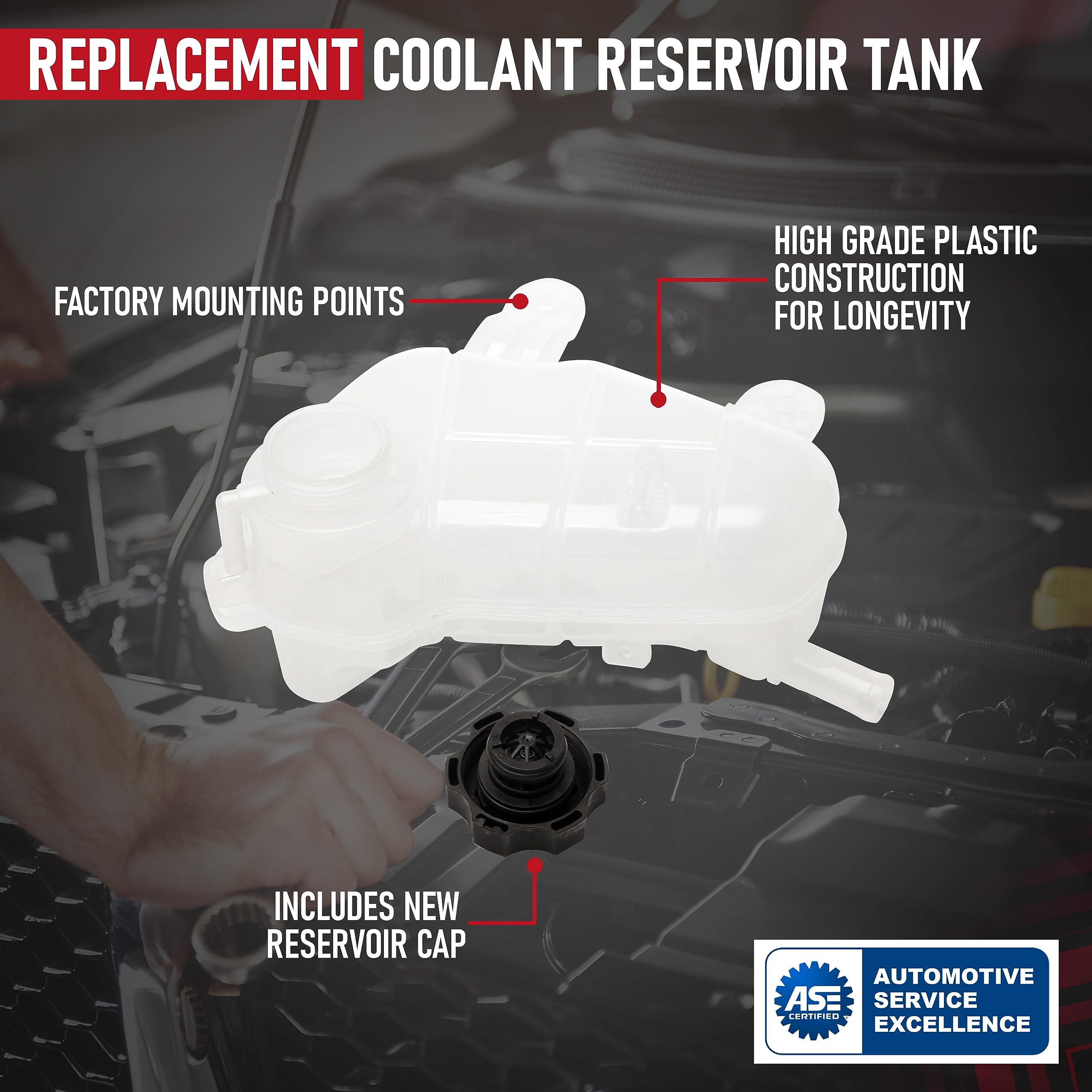 Replacement Coolant Reservoir Tank - Compatible With Chevrolet Vehicles - 2012-2020 Sonic 1.4L, 1.6L, 1.8L - Replaces Gm3014167,