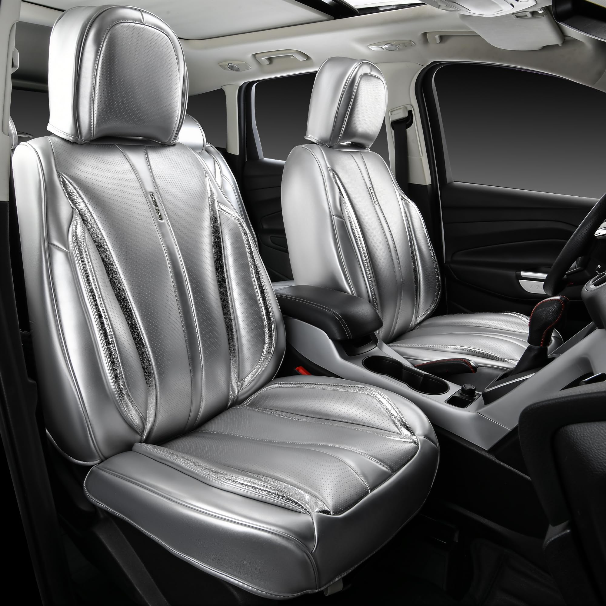 CAR PASS Ultra+ Nappa Leather Car Seat Covers Full Set Universal Cushioned, Soft Breathable Waterproof Anti-Slip Driver Seats an