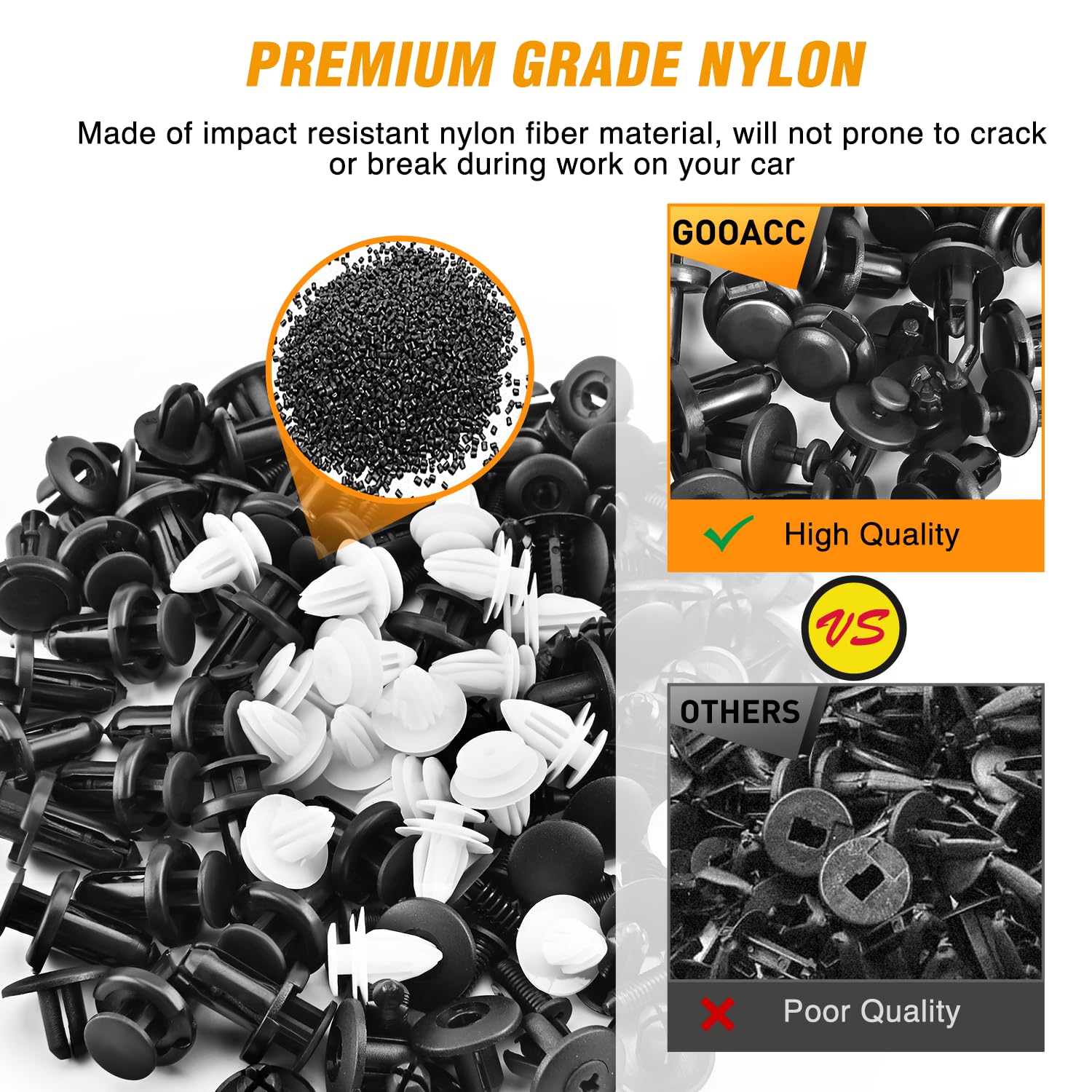 Gooacc 125Pcs Car Bumper Push Retainer Clips Nylon Fasteners Rivet Kit 6Mm 7.6Mm 8Mm 8.8Mm 10Mm Door Trim Panel Clips 5Pc Fasten