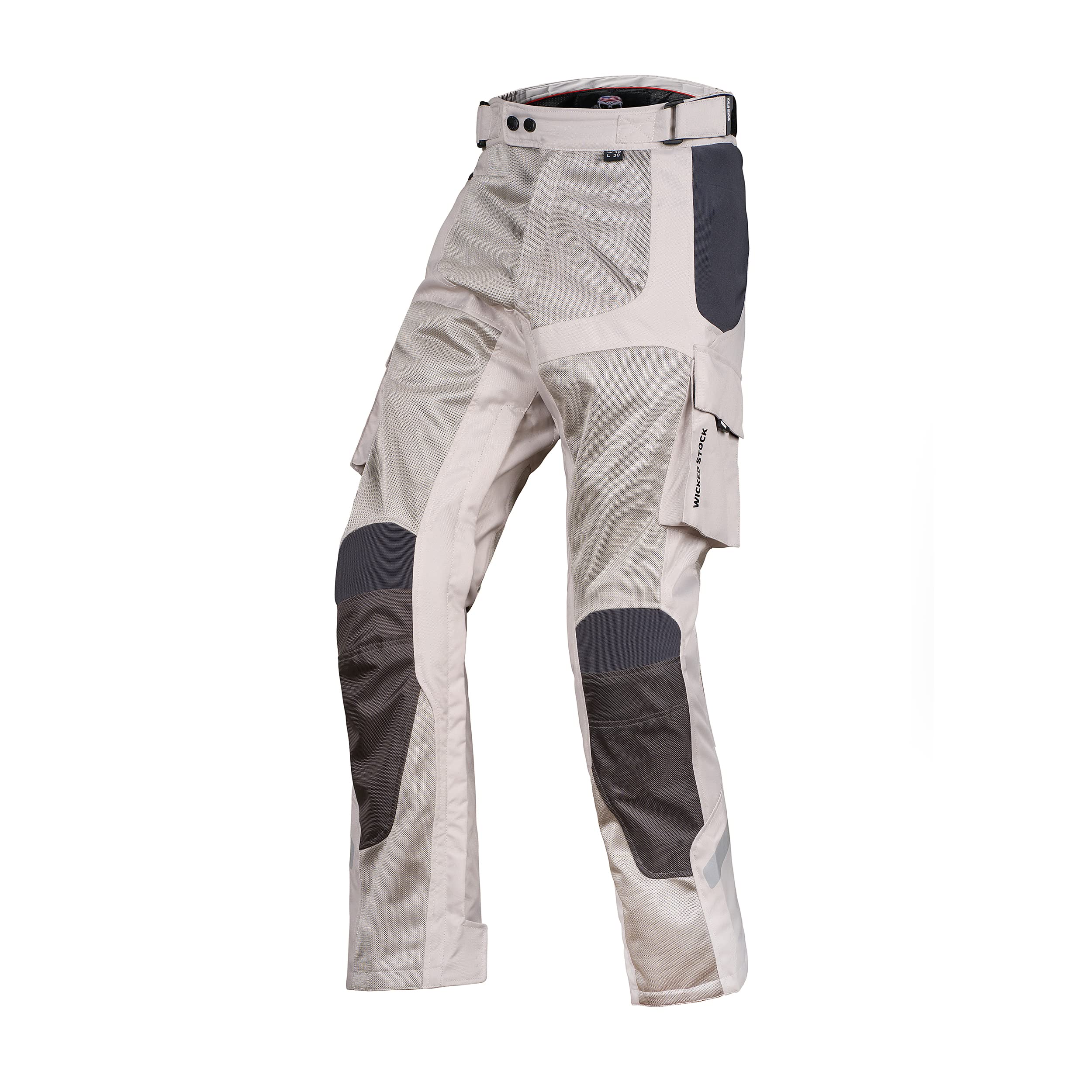 WICKED STOCK Mesh Motorcycle Pants - Motocross Pants with Armor - CE LEVEL2 - Dirt Bike Grey Black
