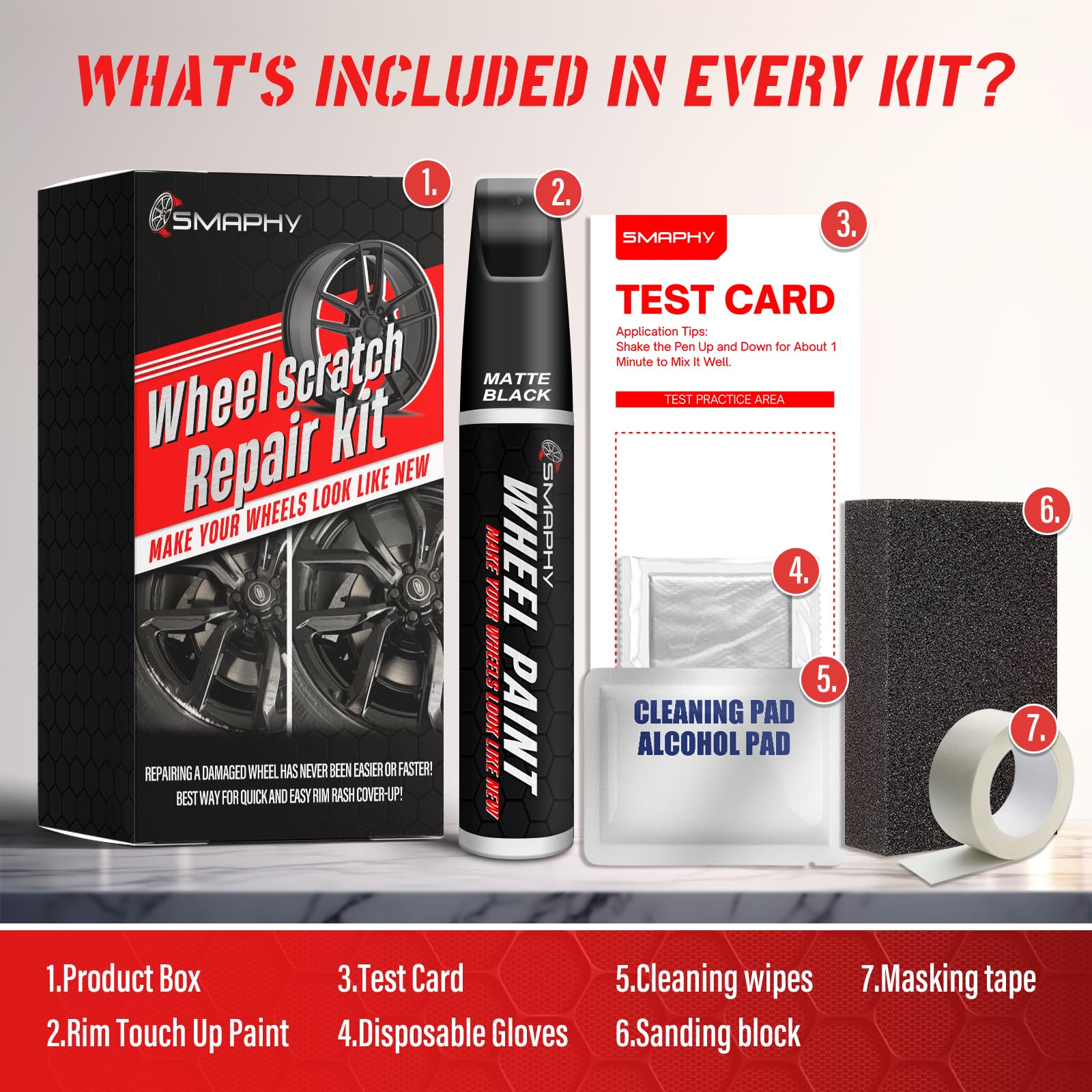 Smaphy Curb Rim Repair Kit, Black Rim Touch Up Paint, Wheel Scratch Repair Kit Wheel Paint Rim Paint Pen For Wheel Repair, Black