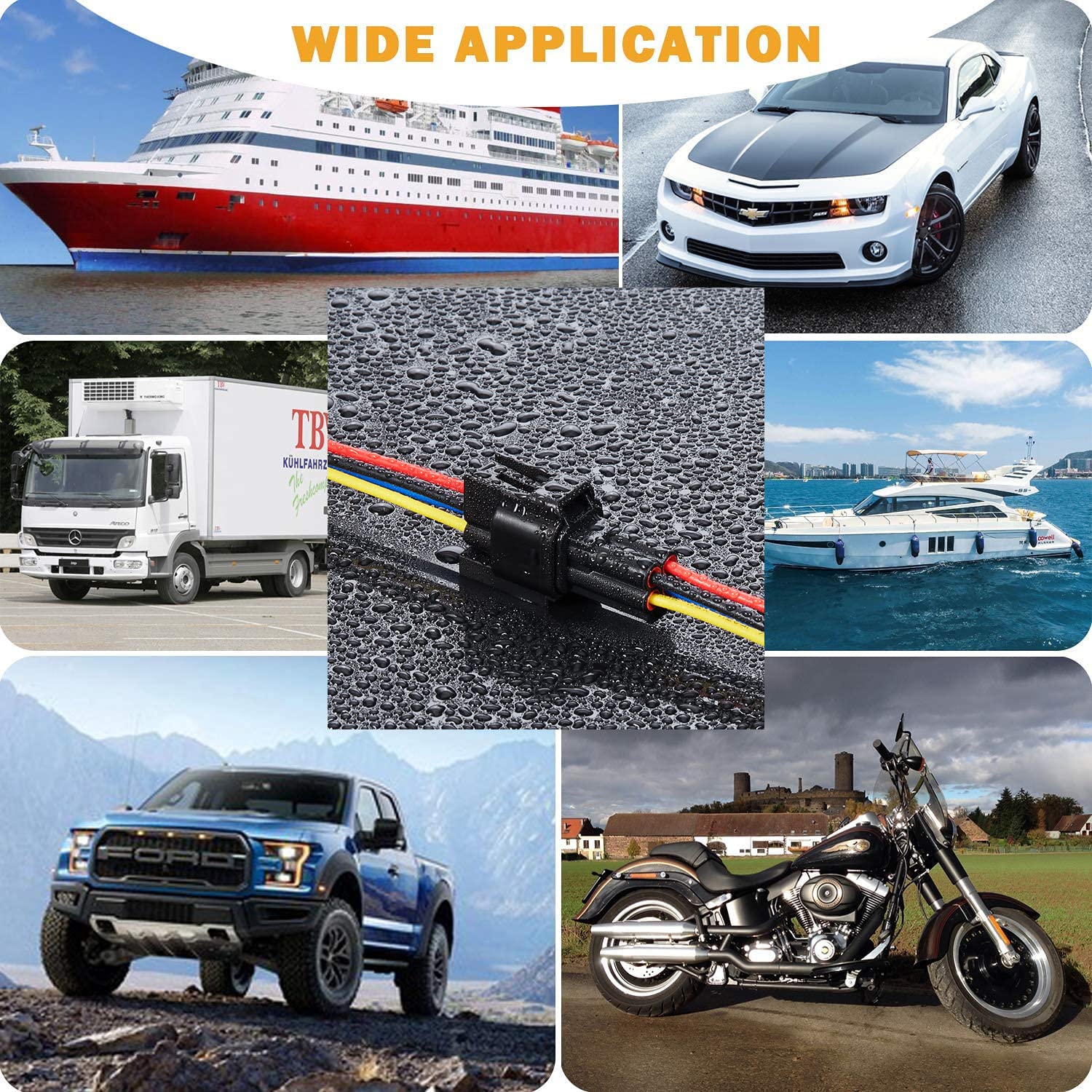 Laisomeke 4 Pin electrical Connector Waterproof Connector,Male and Female Way 16 AWG Wire Suitable for car Truck, Boat and Other