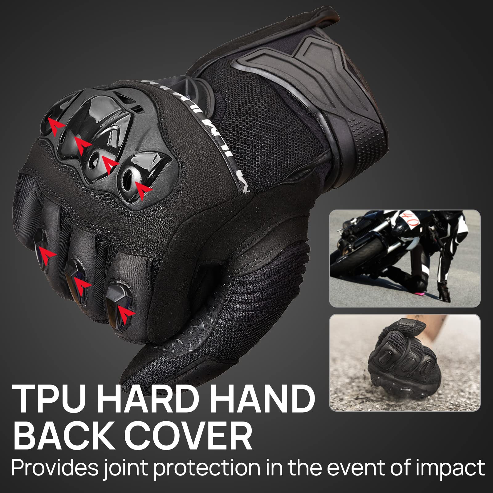 Ilm Motorcycle Gloves For Men And Women Touchscreen Riding Gloves Motorbike Motocross Dirt Bike Atv Model-Wd01(Black,Medium)