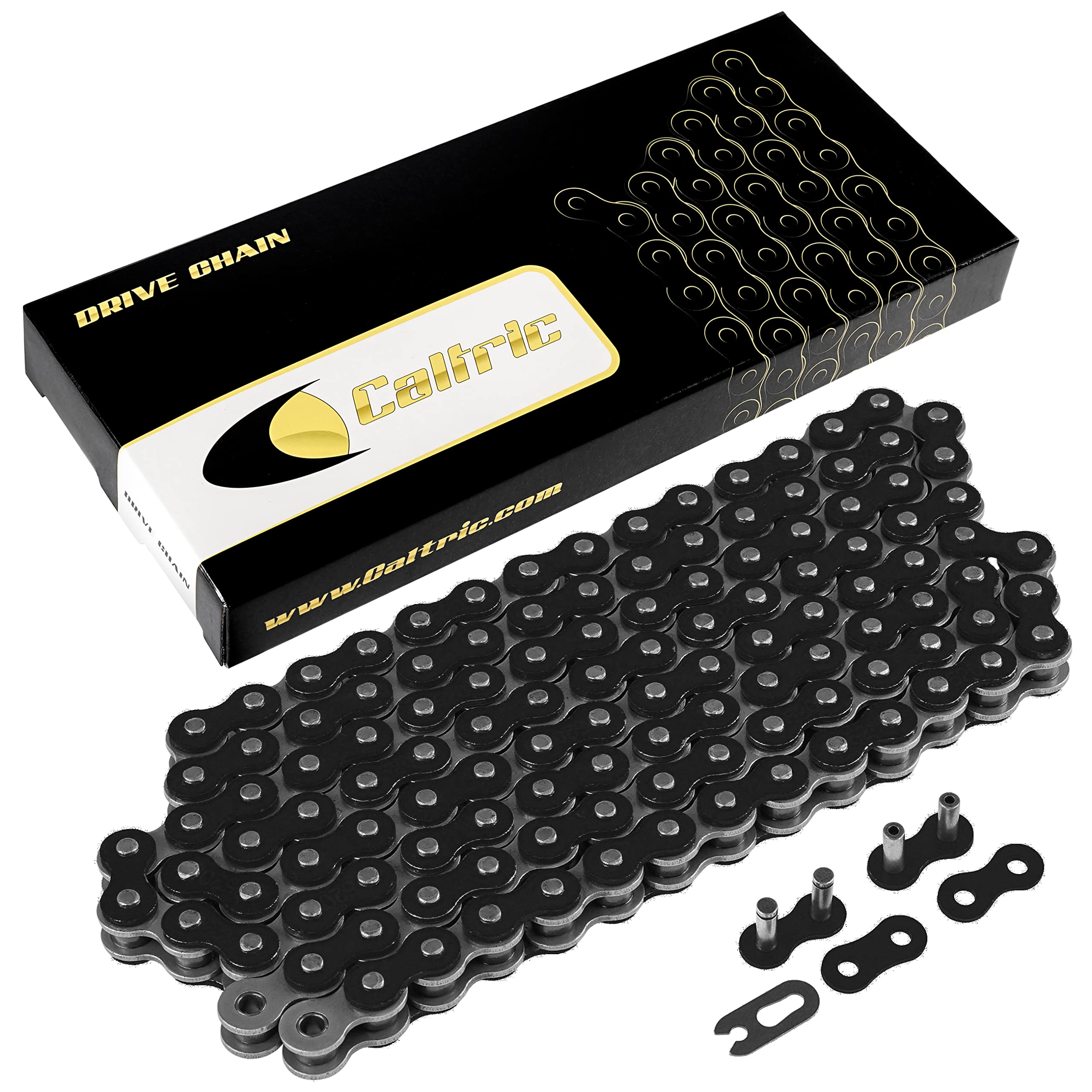 Caltric Balck 520-Pitch 120-Links Non-Oring Drive Chain Compatible with ATV/UTV/Quad/Side X Side/Motorcycle/Dirtbike/with Rivet 