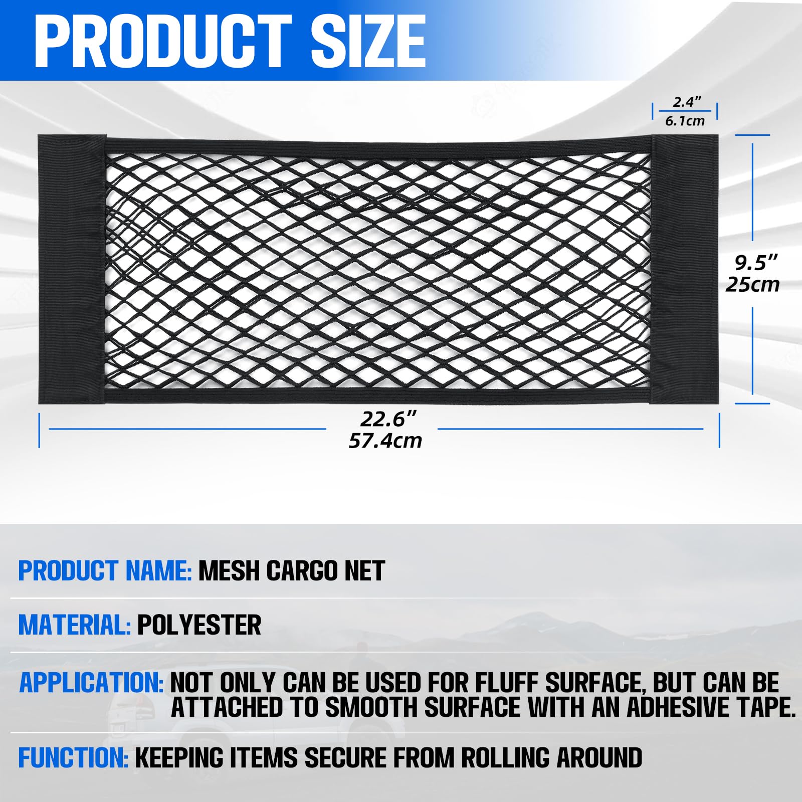 2 Packs Universal Mesh Cargo Net,Elastic Car Storage Net Pocket Bag For Trunk,Automotive Cargo Nets Storage Pouch Add On Organiz