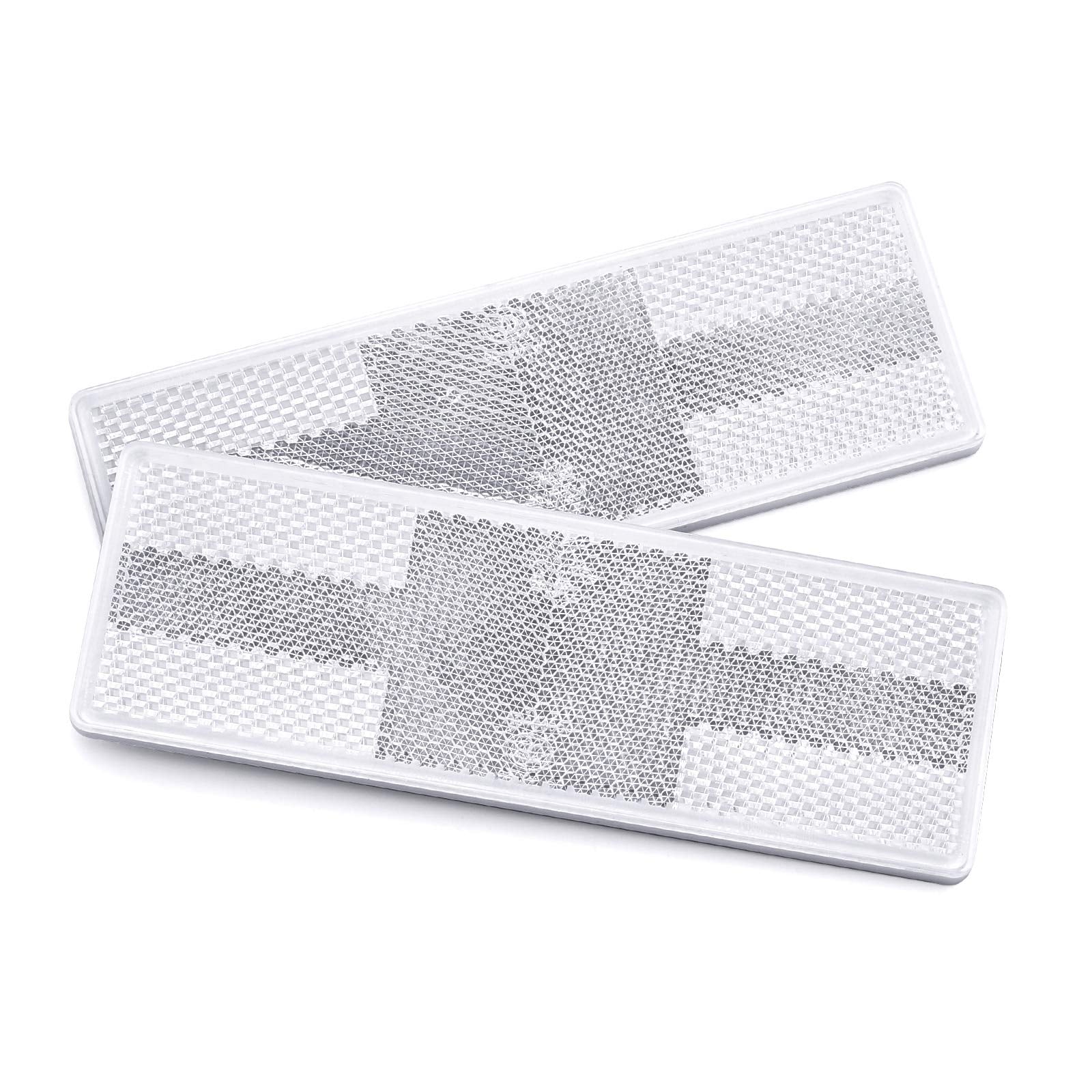 12Pcs Plastic Rectangular Stick-on Reflector Sticker (White/12Pcs, 5.91 x 1.97 in)