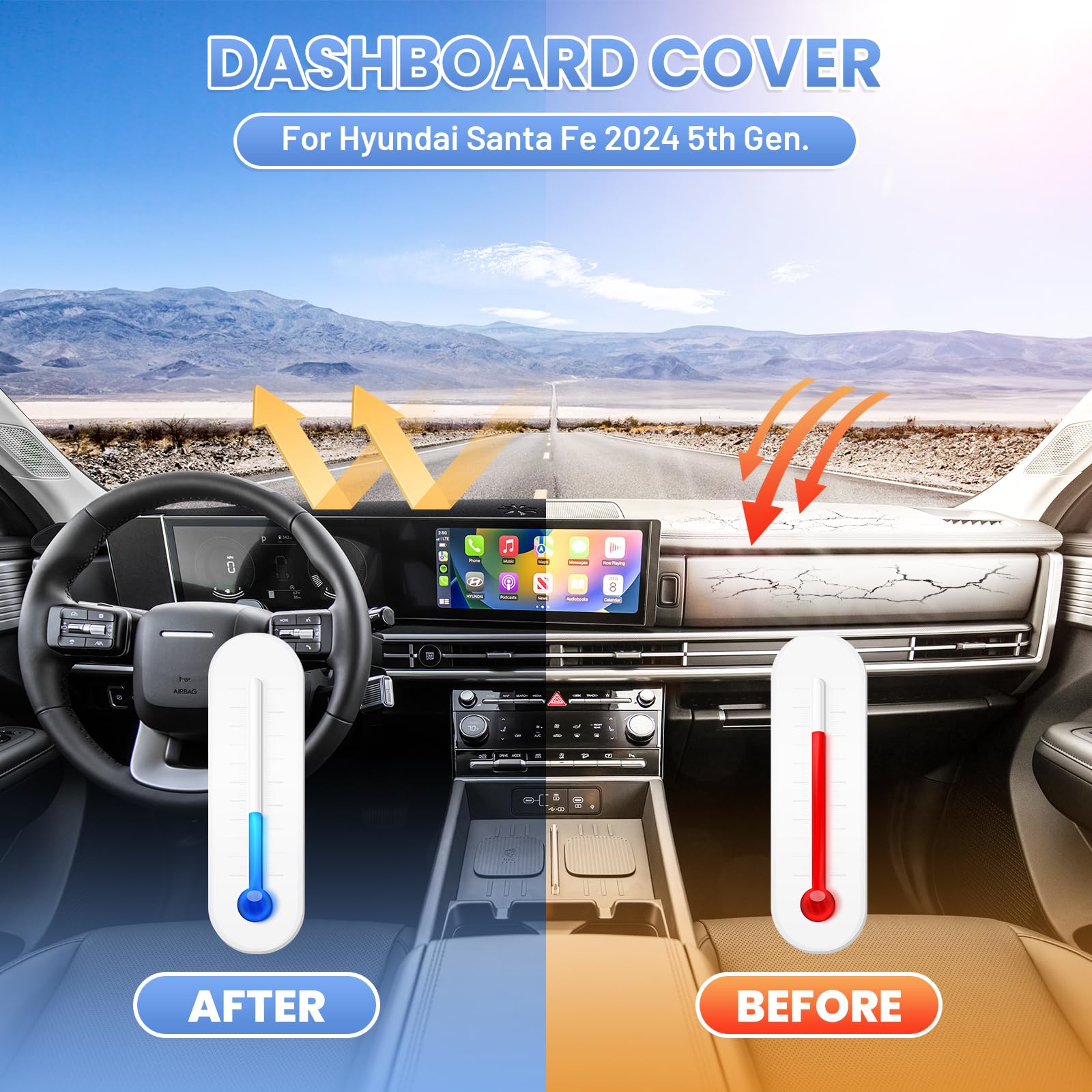 Sunsdrew Custom Fit Dash Cover For 2024 2025 Hyundai Santa Fe Mx5 Dashboard Cover Mat For Santa Fe Accessories Sunshade Nonslip