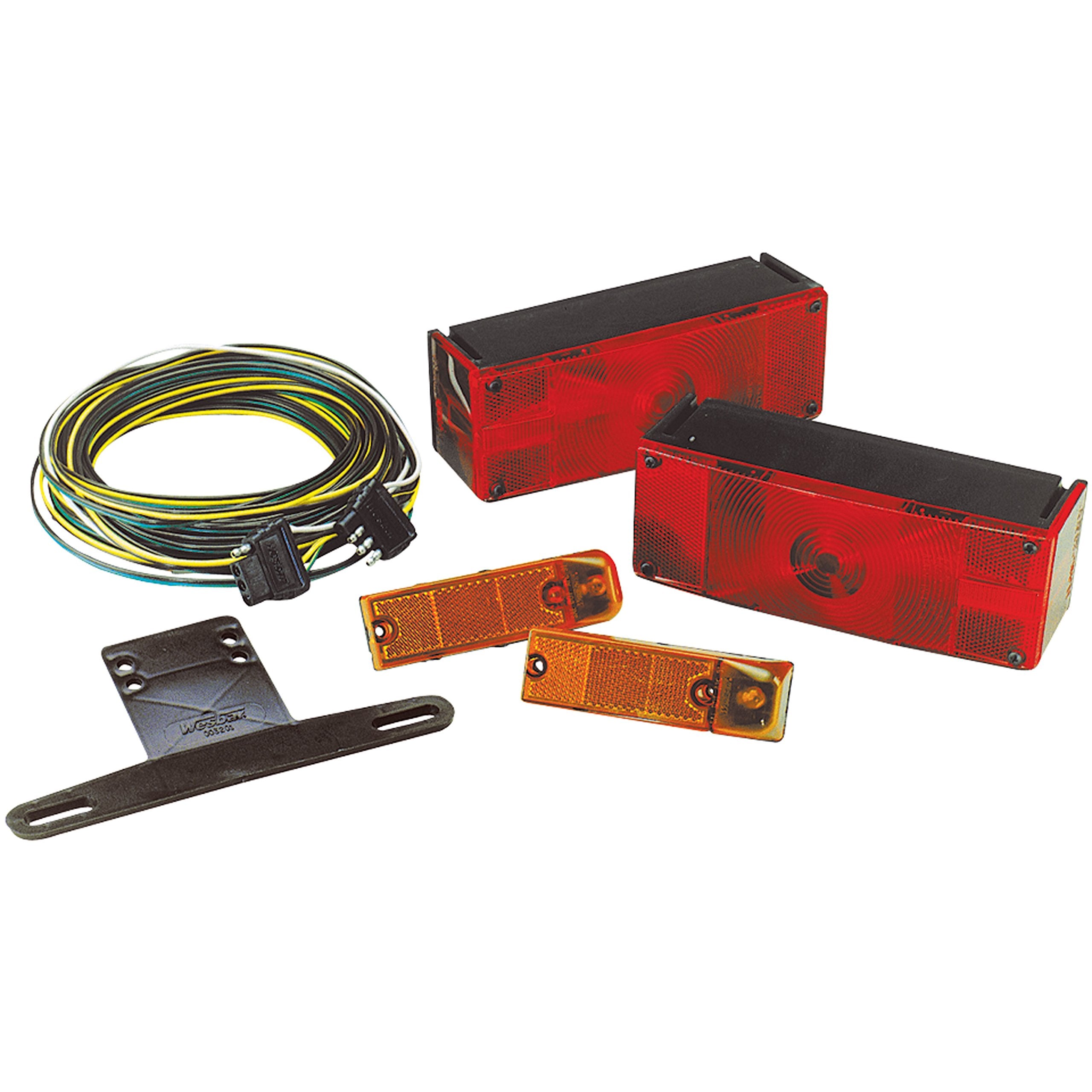 Wesbar 007509 Low Profile Waterproof Trailer Light Kit, Over 80 Wide Trailer