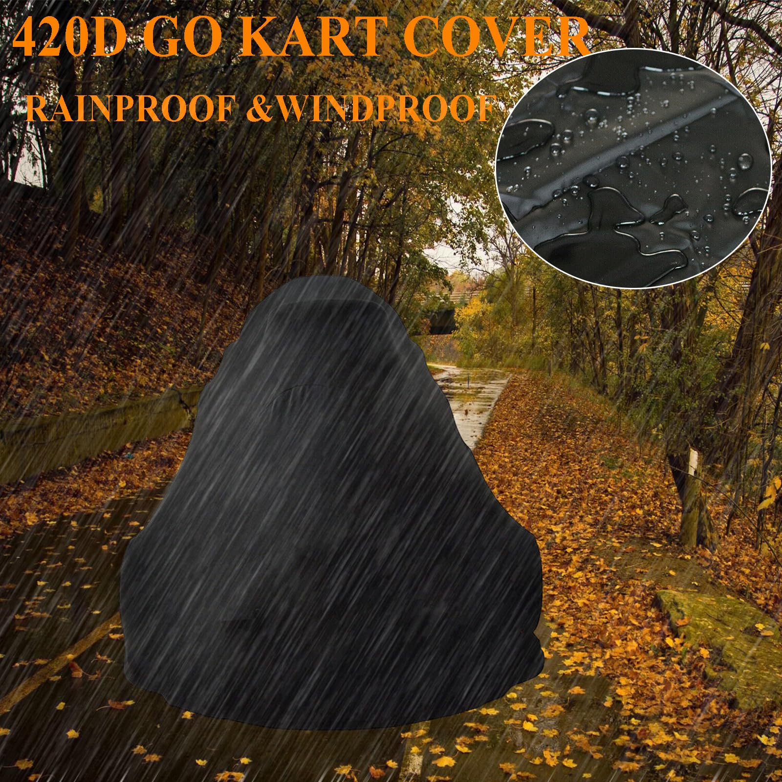 Chikia 2-seater Go Kart Cover 420D For Coleman KT196 Go Cart TrailMaster Baja All Weather Protection Waterproof Heavy Duty Dustp