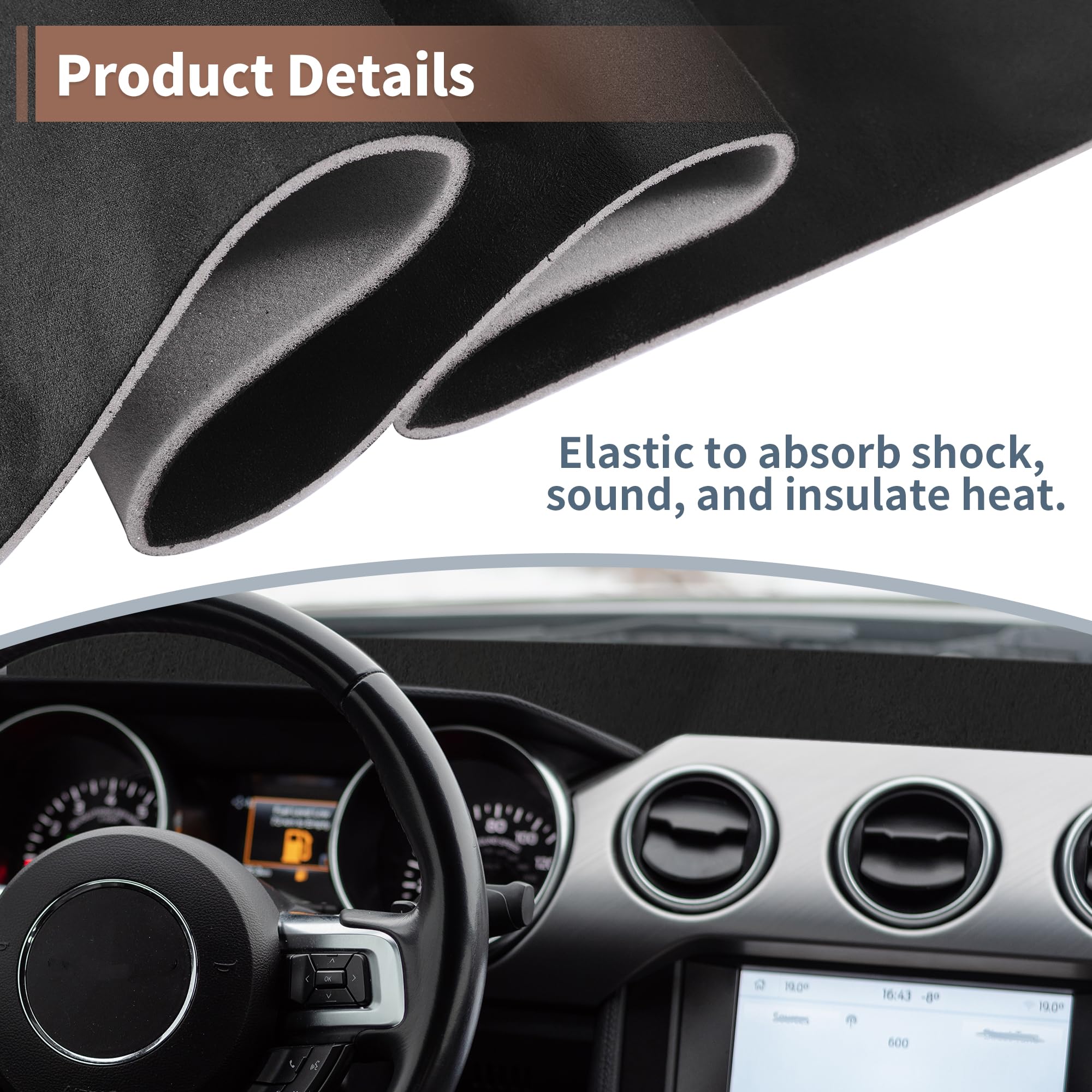 HEROFFIX 96x60 Black Suede Fabric Headliner - Foam Backing DIY Roof Repair for Car, Truck, RV, SUV, Boat Automotive