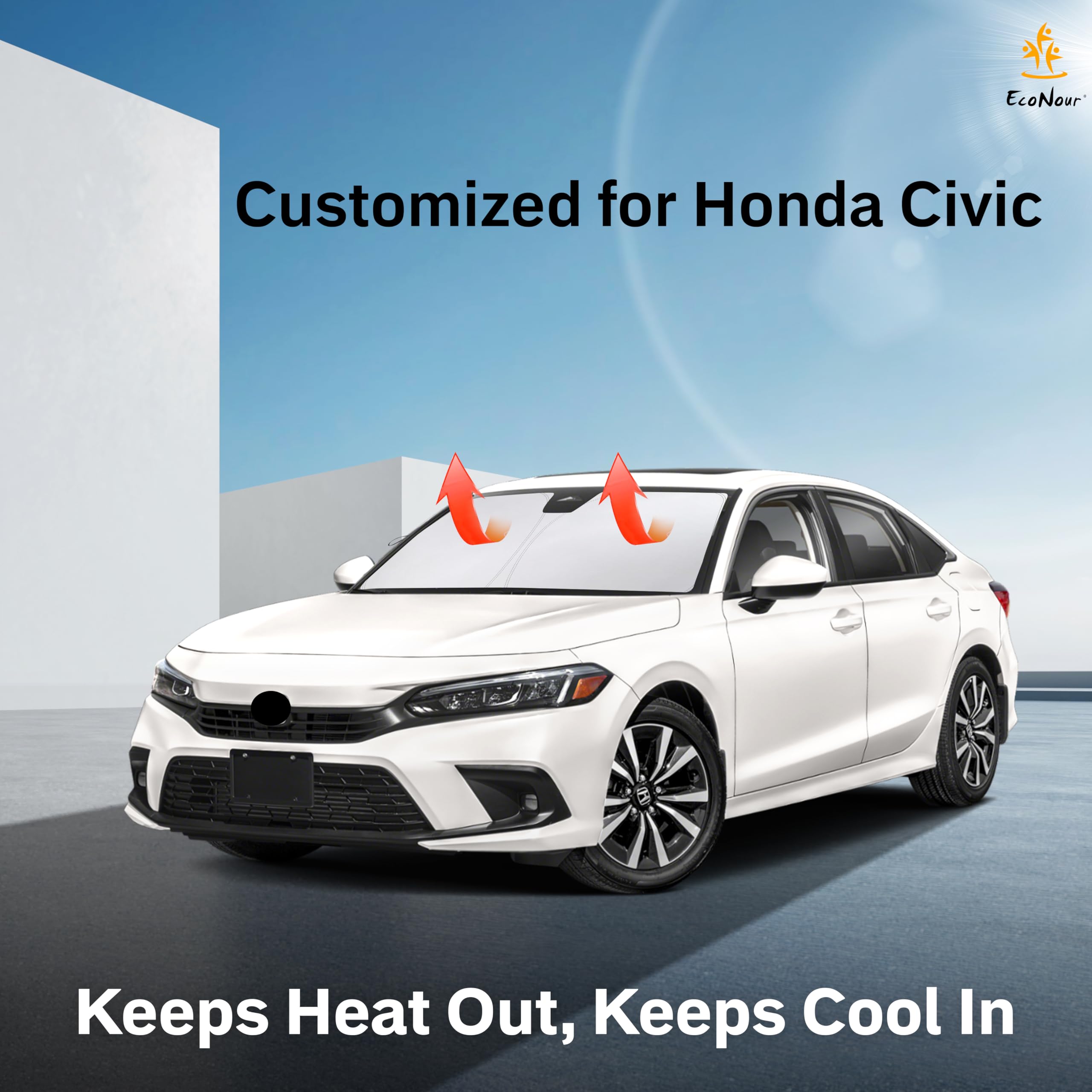For Honda Civic 2022-2024 2025 Windshield Sunshade - Econour 240T Polyester Material Cars Sun Visor Reflector Blocks Uv Rays - F