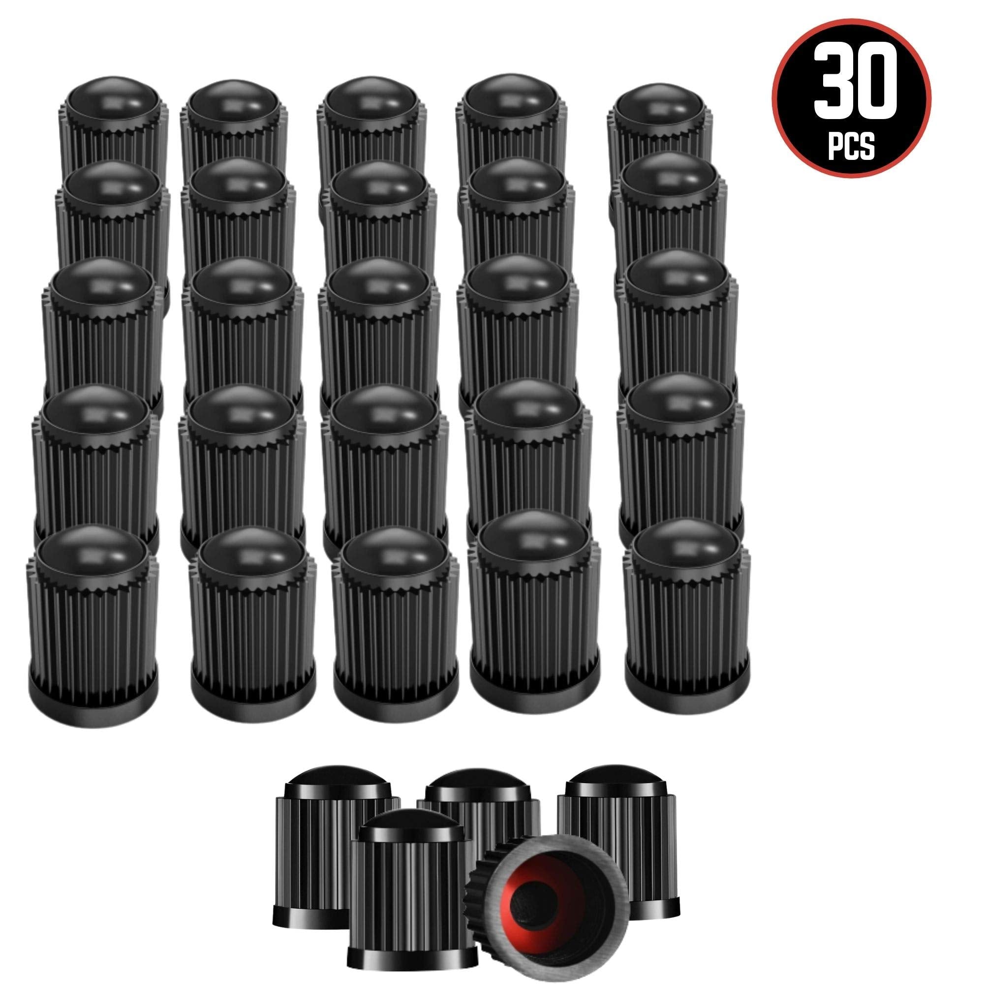 Performore 30 pcs Tire Valve Caps Heavy-Duty Stem Covers with O-Rubber Rings, Universal Car Wheel Tire Valve Stem Caps Dust Cove