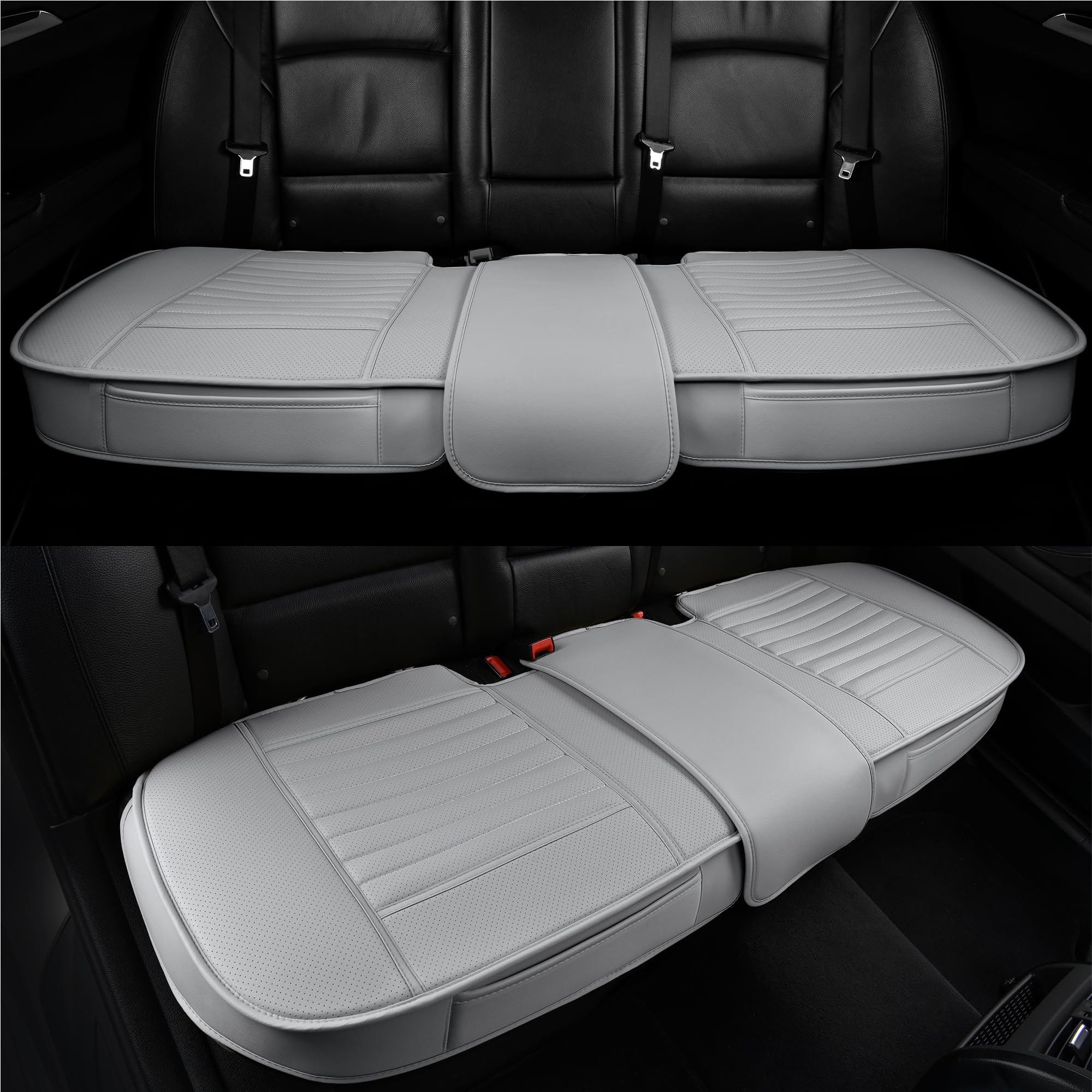 Sunny Color Back Seat Covers, Rear Seat Cushions, Auto Bench Protector With Breathable Pu Leather And Non-Slip Bottom Universal