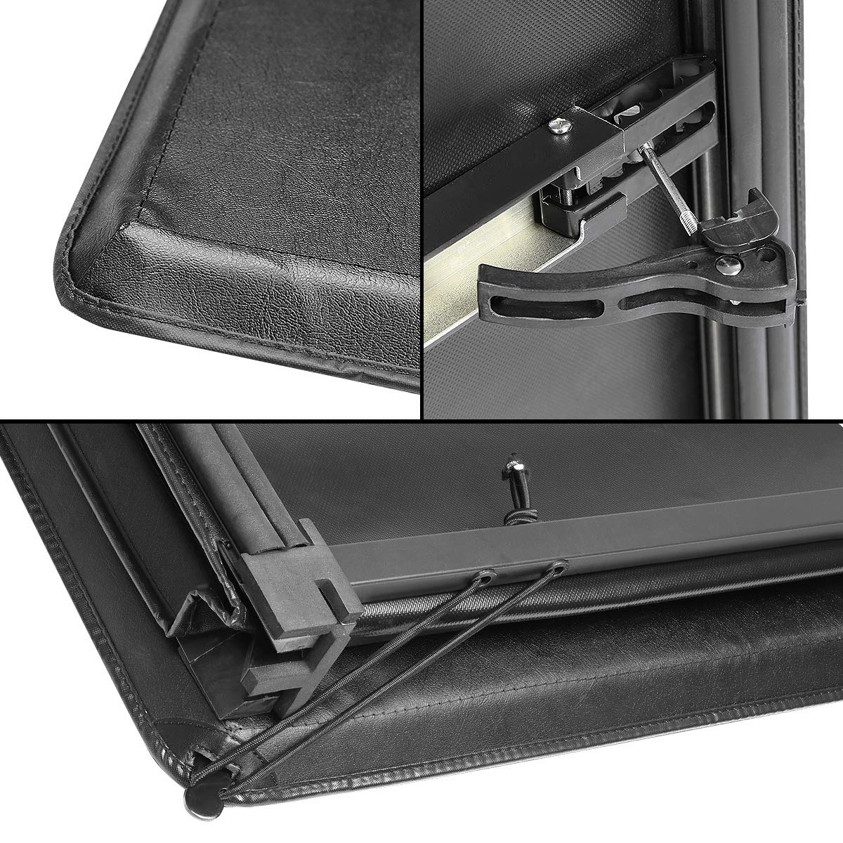 Dna Motoring Ttc-Trisoft-003 Truck Bed Soft Tri-Fold Adjustable Tonneau Cover Compatible With 75-96 Ford F-150 6.5Ft Fleetside /