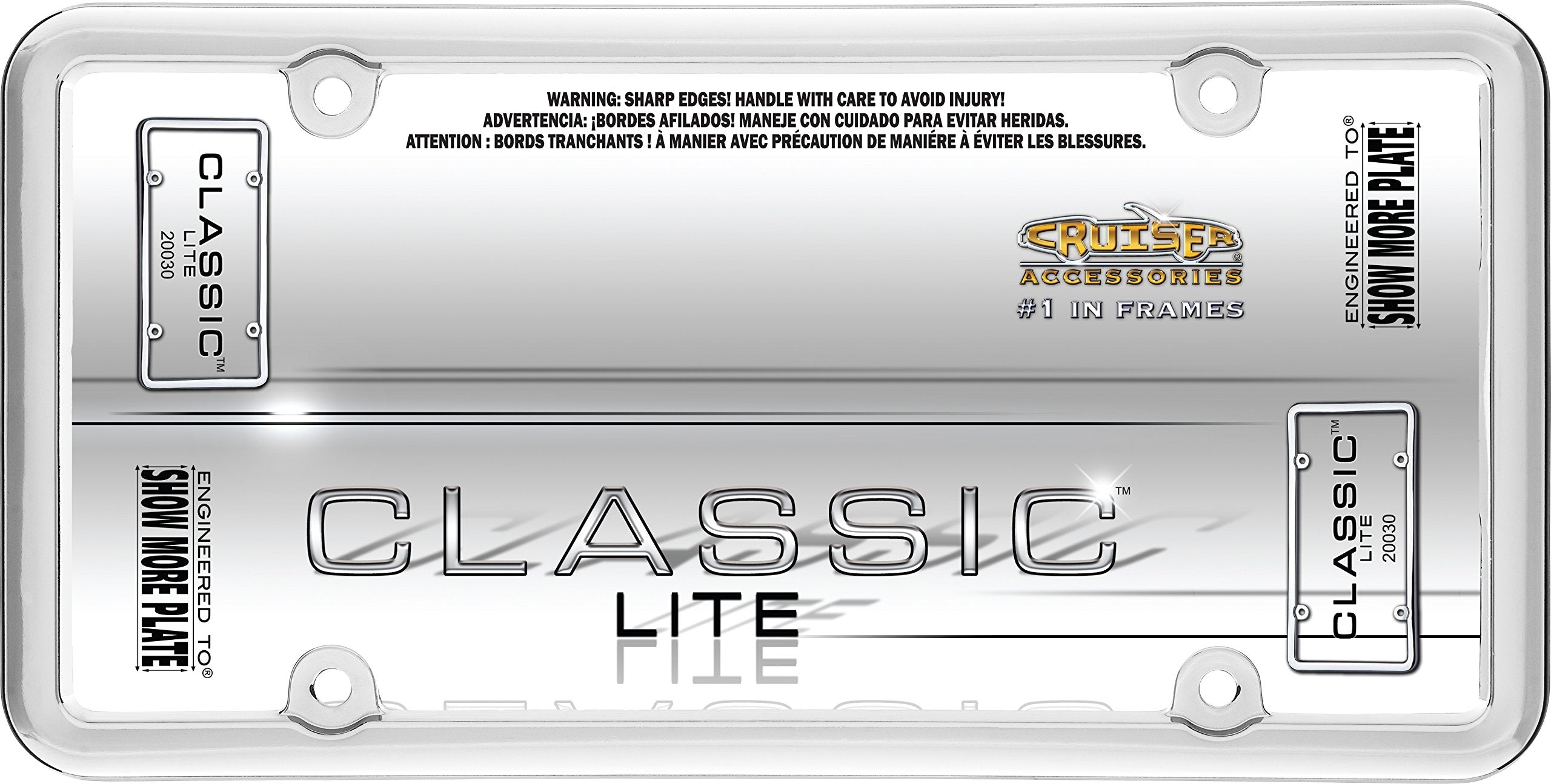 Cruiser Accessories 20030 Classic Lite License Plate Frame, Chrome