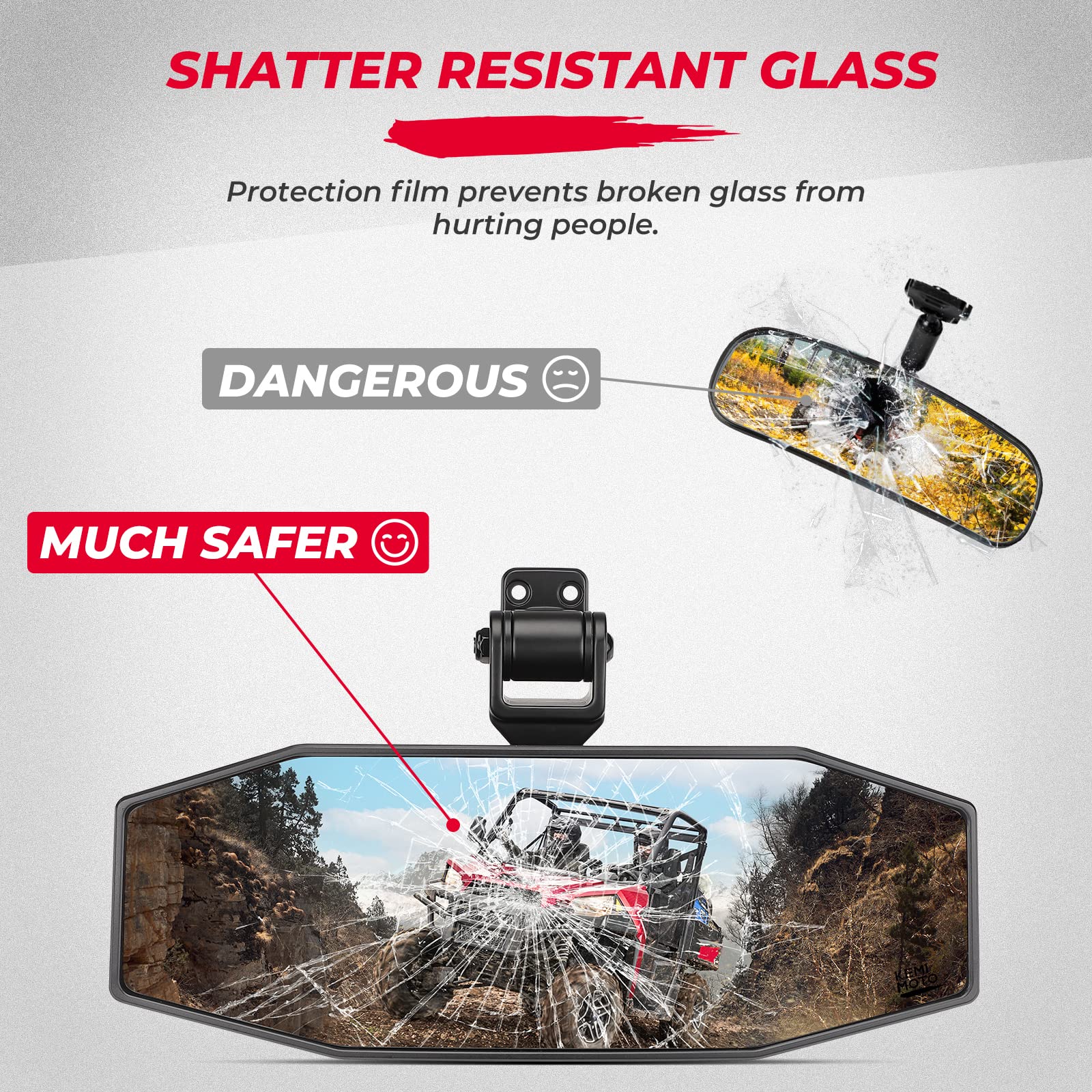 Kemimoto Rear View Mirror Tool-Free Adjustable Compatible With Polaris Ranger 1000 Xp 900 500 570 / Crew Rearview Mirrors Access