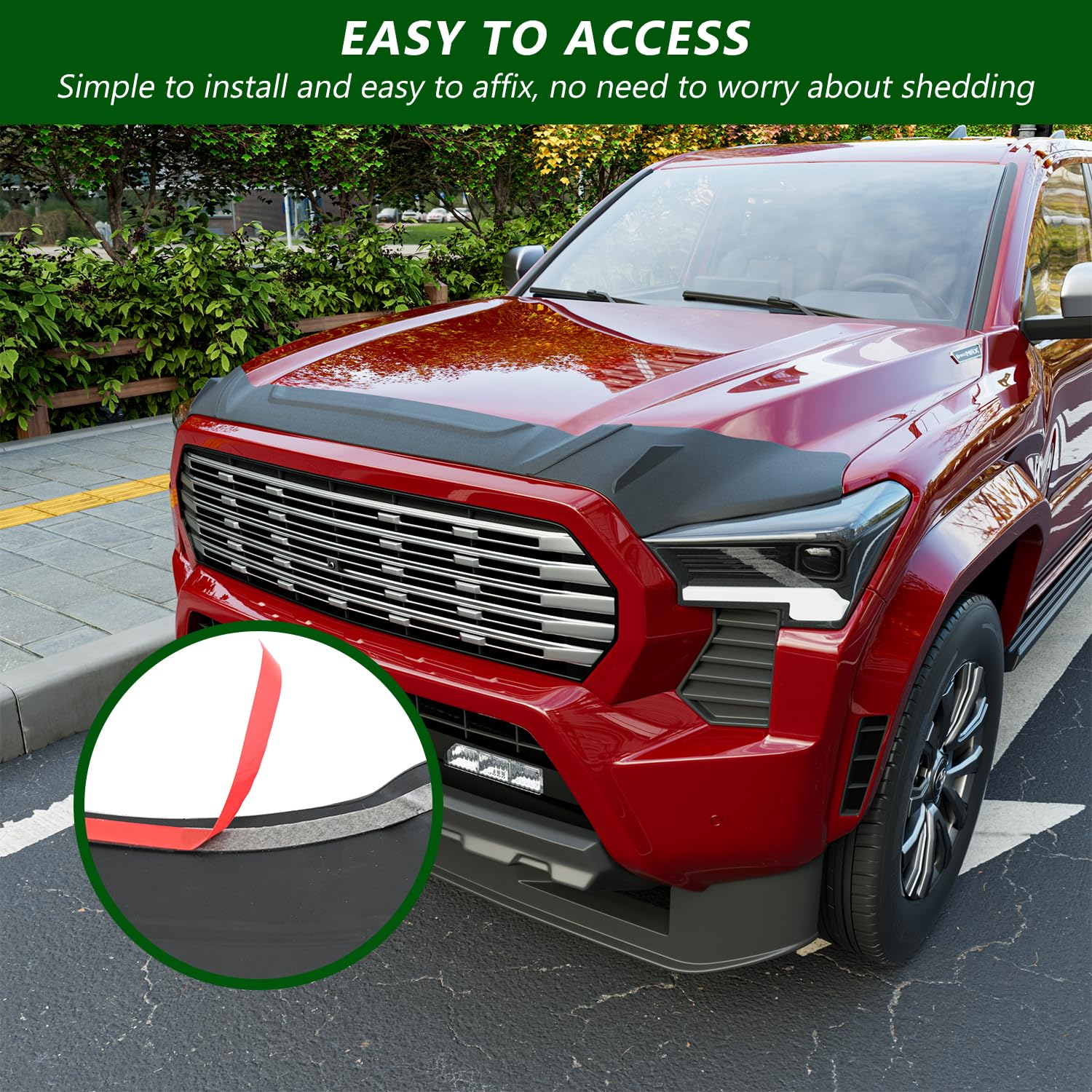 xipoqix Hood Protector Compatible with 2024-2025 Toyota Tacoma 2025 4Runner Hood Shield ABS 3Pcs Deflector Bugflector Replacemen