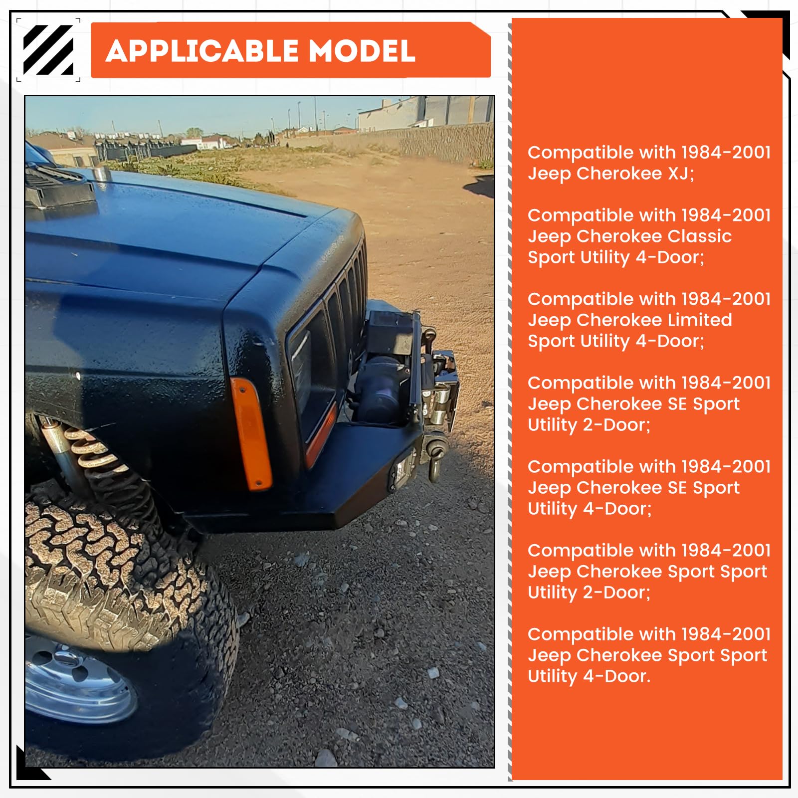 Ecotric Diy Front Bumper Bare Metal Kit Compatible With 1984-2001 Jeep Cherokee Xj Winch Mount Plate