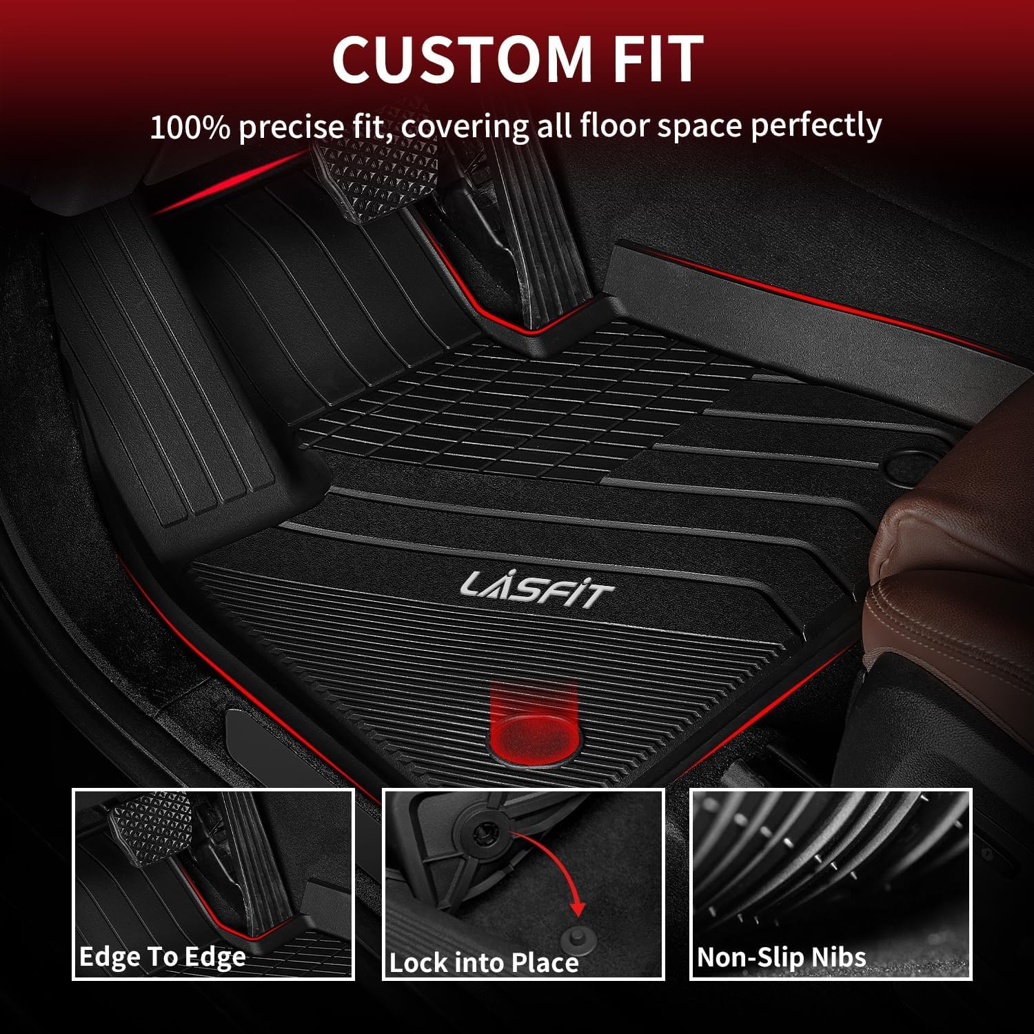 Lasfit Floor Mats&Trunk Mat Fit For Bmw X5 2019-2024 2025 2026 40I/45E/50E/50I/M/M50I/M60I, All Weather Tpe Custom Fit 1St&2Nd R