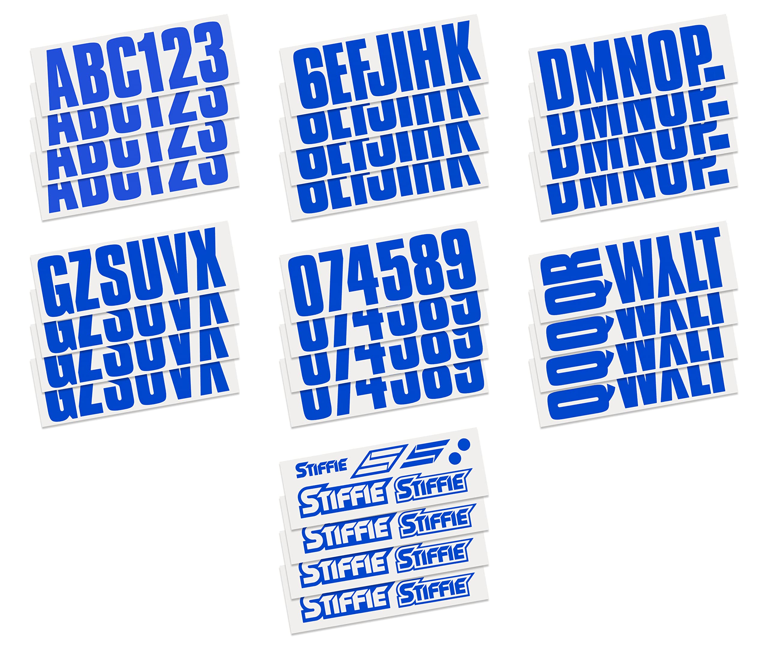 Stiffie Uniline Blue 3 Id Kit Alpha-Numeric Registration Identification Numbers Stickers Decals For Boats & Personal Watercraft