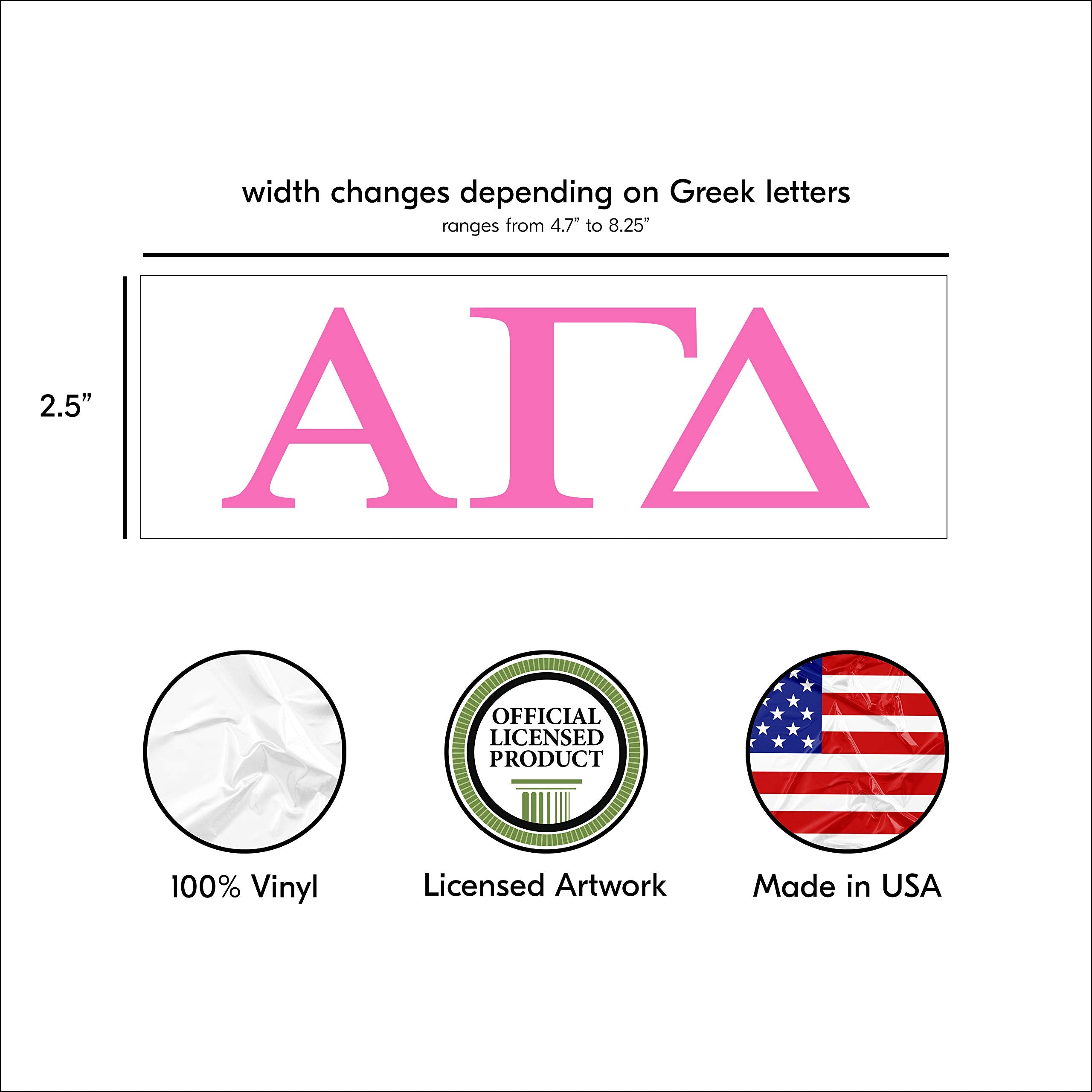 Pro-Graphx Alpha Gamma Delta Greek Sorority Sticker Decal, 2.5 Inches Tall, Pink