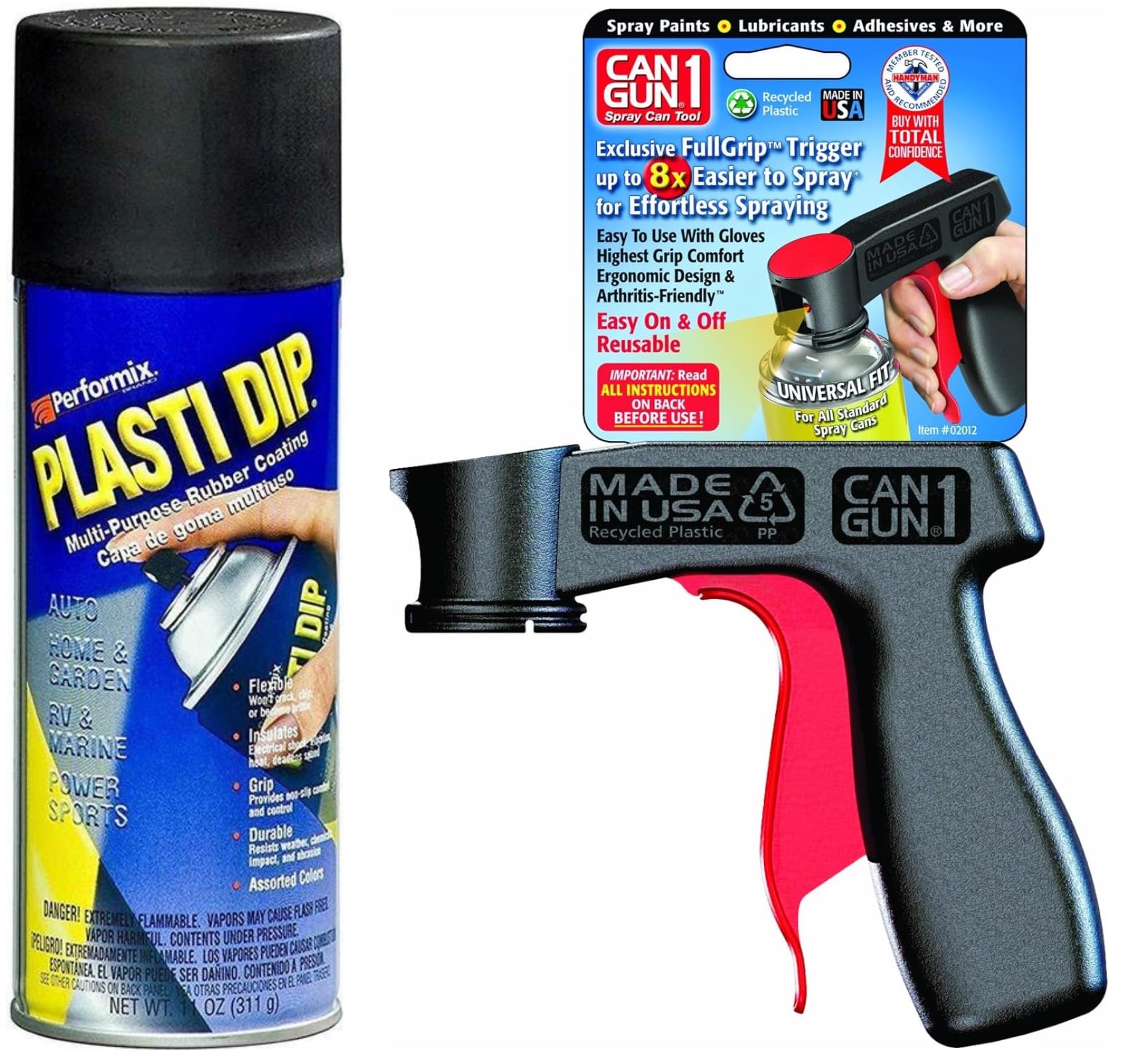 Plasti Dip Black Aerosol 11Oz With Can Gun - Peelable Rubber Coating Kit For Automotive, Diy & Home Projects