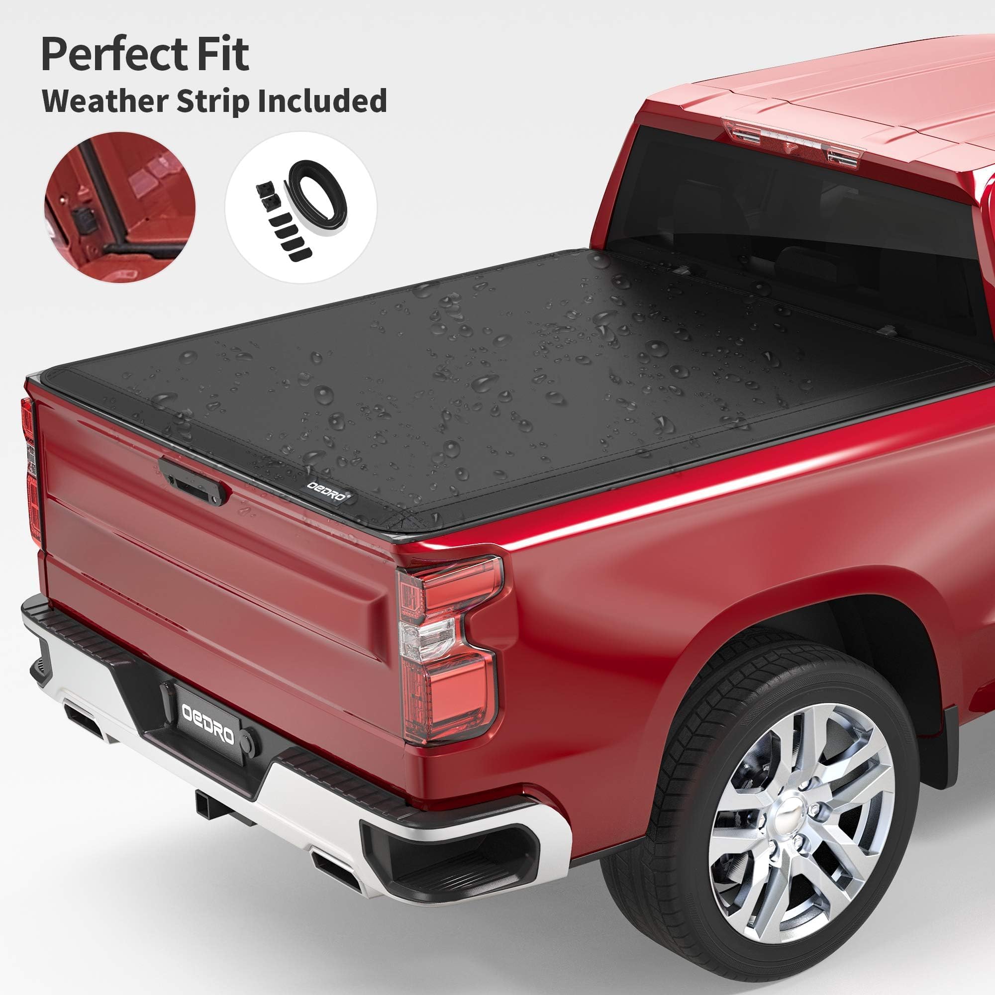 Oedro Soft Tri-Fold Truck Bed Tonneau Cover Compatible With 2020-2025 Jeep Gladiator, Fleetside 5 Feet Bed
