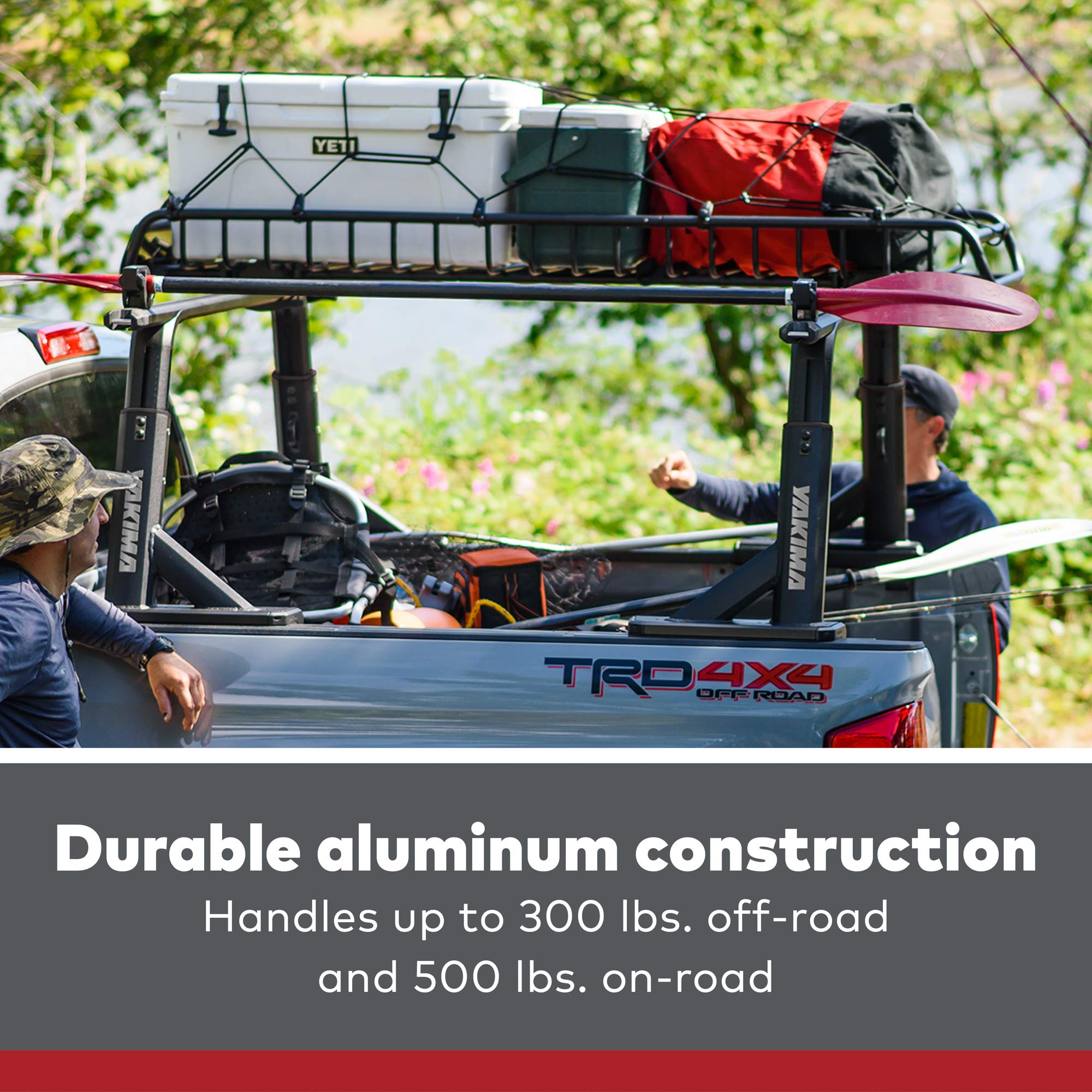 Yakima Overhaul Hd Heavy Duty Aluminum Construction Adjustable Height Truck Bed Rack With Tie Down Points And T Slot Attachments, Black