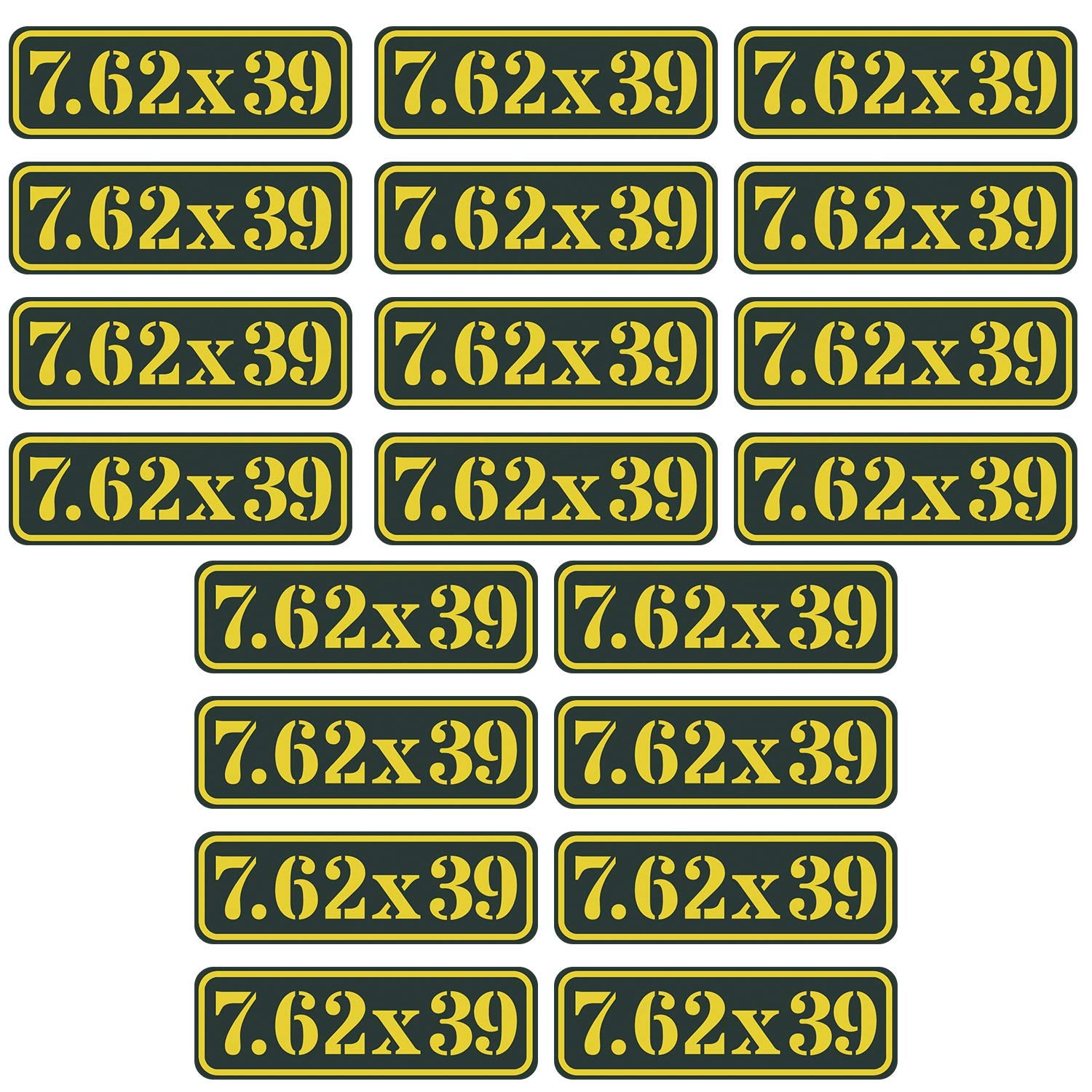 Aolamegs Ammo Can Vinyl Sticker Set Decal Label 9Mm 5.56 7.62 12Ga .22 .223 .308 .300 .380 .45 (20 Pack/7.62*39)