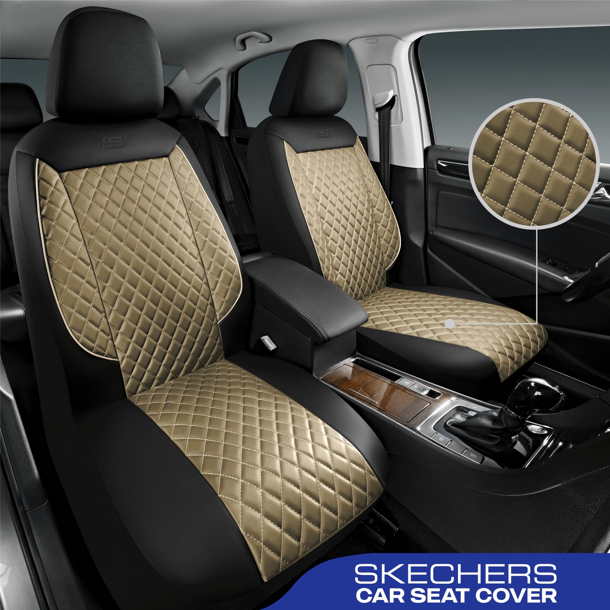 Skechers Car Seat Covers,Piping Luxury Faux Seat Covers,Waterproof Anti Slip Car Seat Protector Full Set,Car Accessories Airbag