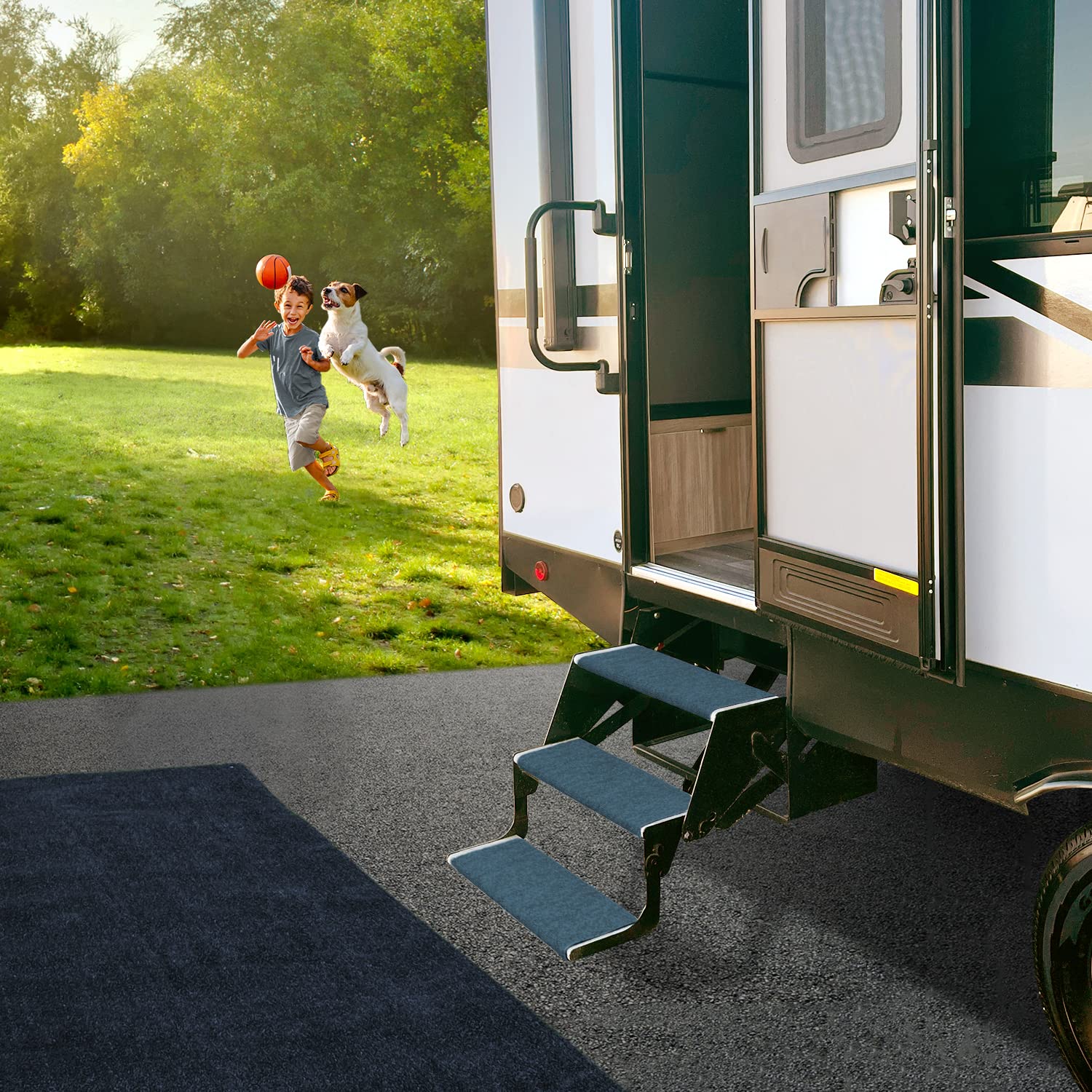 Prest-O-Fit 2-0352 Outrigger RV Step Rug Atlantic Blue 23 In. Wide, 22 - Inch X 23 - Inch