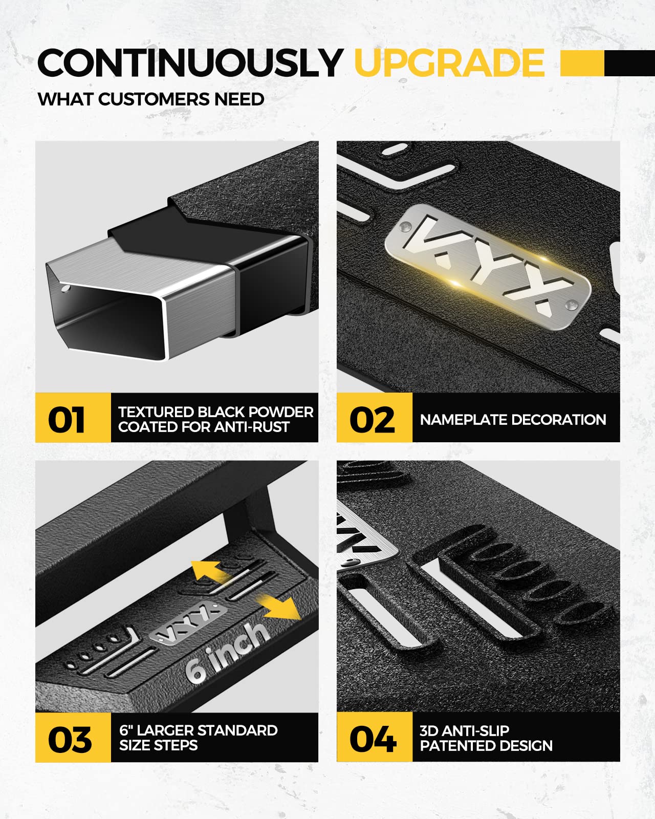 Kyx Running Boards Compatible With 2007-2018 Jeep Wrangler Jk 4 Door(Exclude 2018 Jl), Drop Side Steps Nerf Bars Truck Boards Step Rail