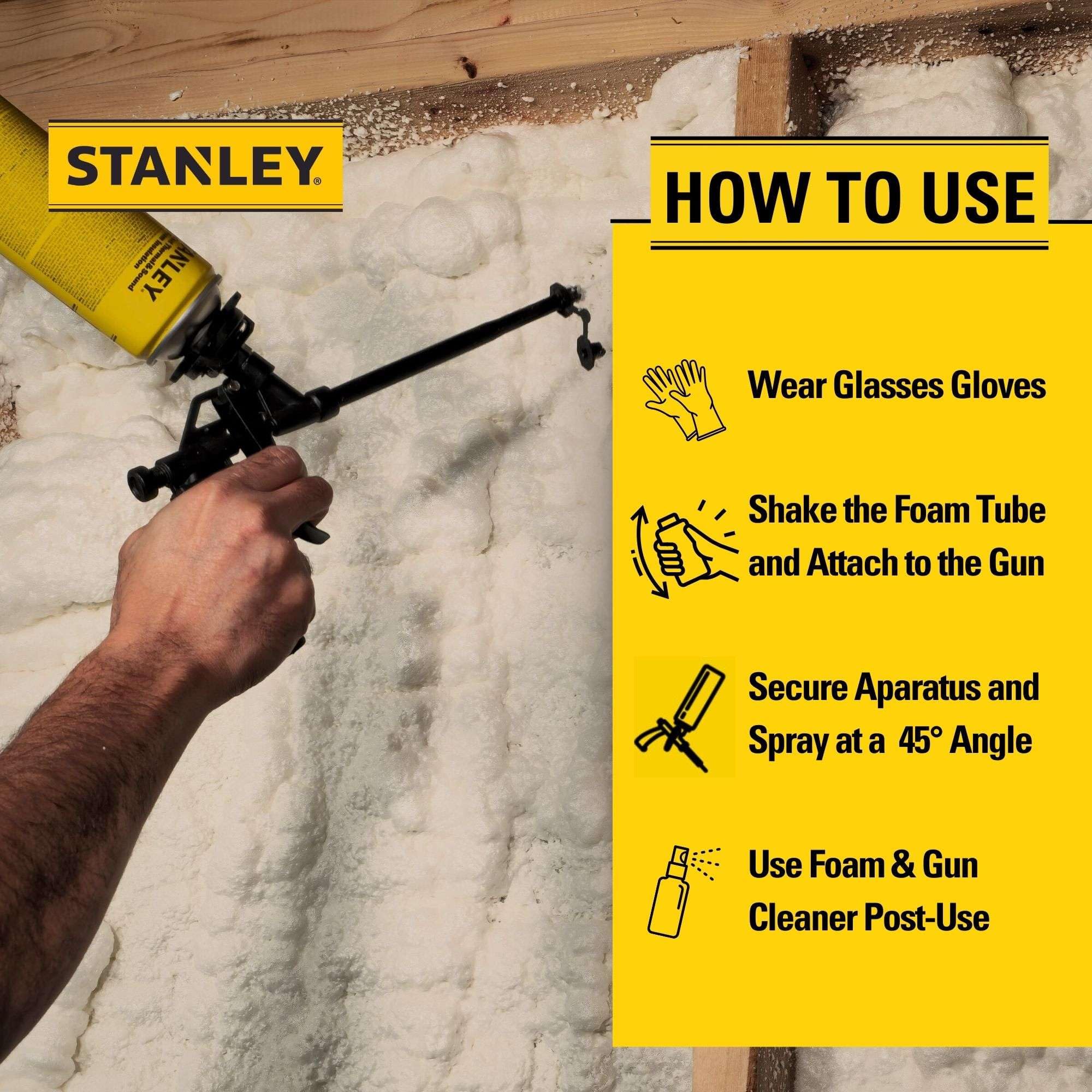 STANLEY Supercoat Spray Foam Insulation - Closed Cell Spray Foam Covers Up to 240 Sq.Ft. Gun Use, Gun Not Included, 27.1 oz, 12