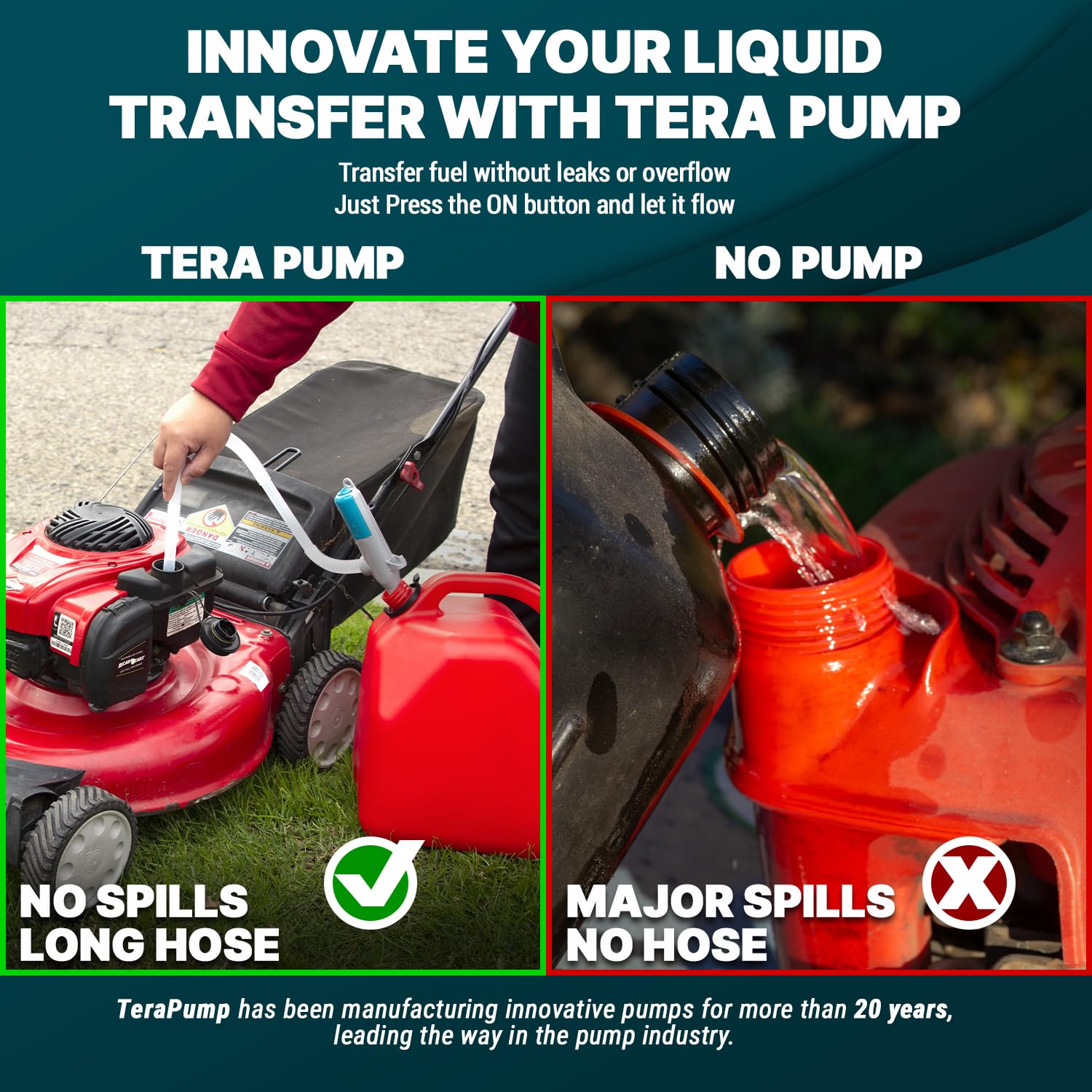 TERA PUMP Automatic Portable Battery Operated Water/Fuel Transfer Pump, Powerful Hand Fuel Pump Fits All Size Jugs w/ 1.2 Inta