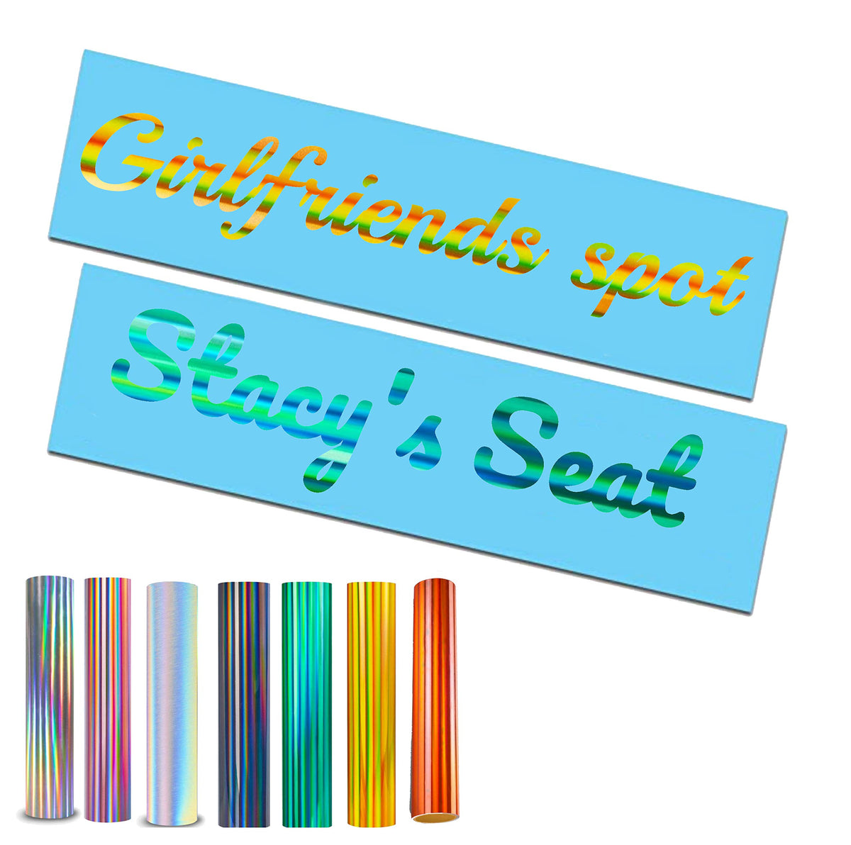 Vulgrco Holographic Edition Design Your Own Girlfriends Wife'S Seat Spot Custom Vinyl Decal Sticker Letters Initials Monogram Car Window Cup Gift License Plate Personalized Sign Diy