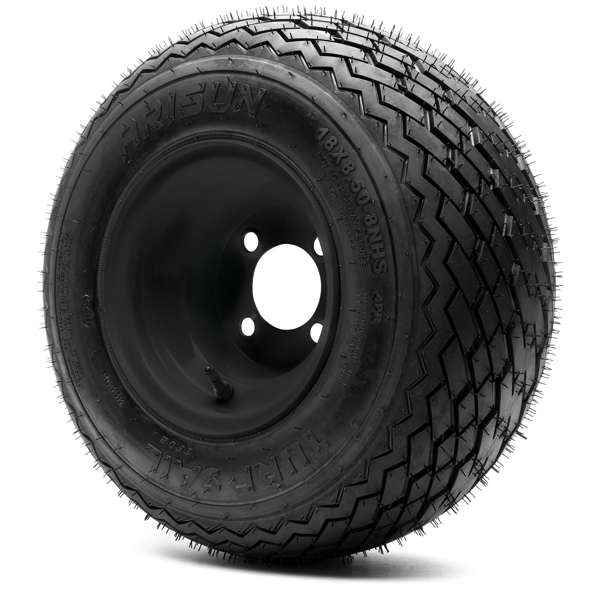 8'' Steel Golf Cart Wheel Matte Black and Arisun Turf Sail (18/8.5-8) Golf Cart Tire - Single