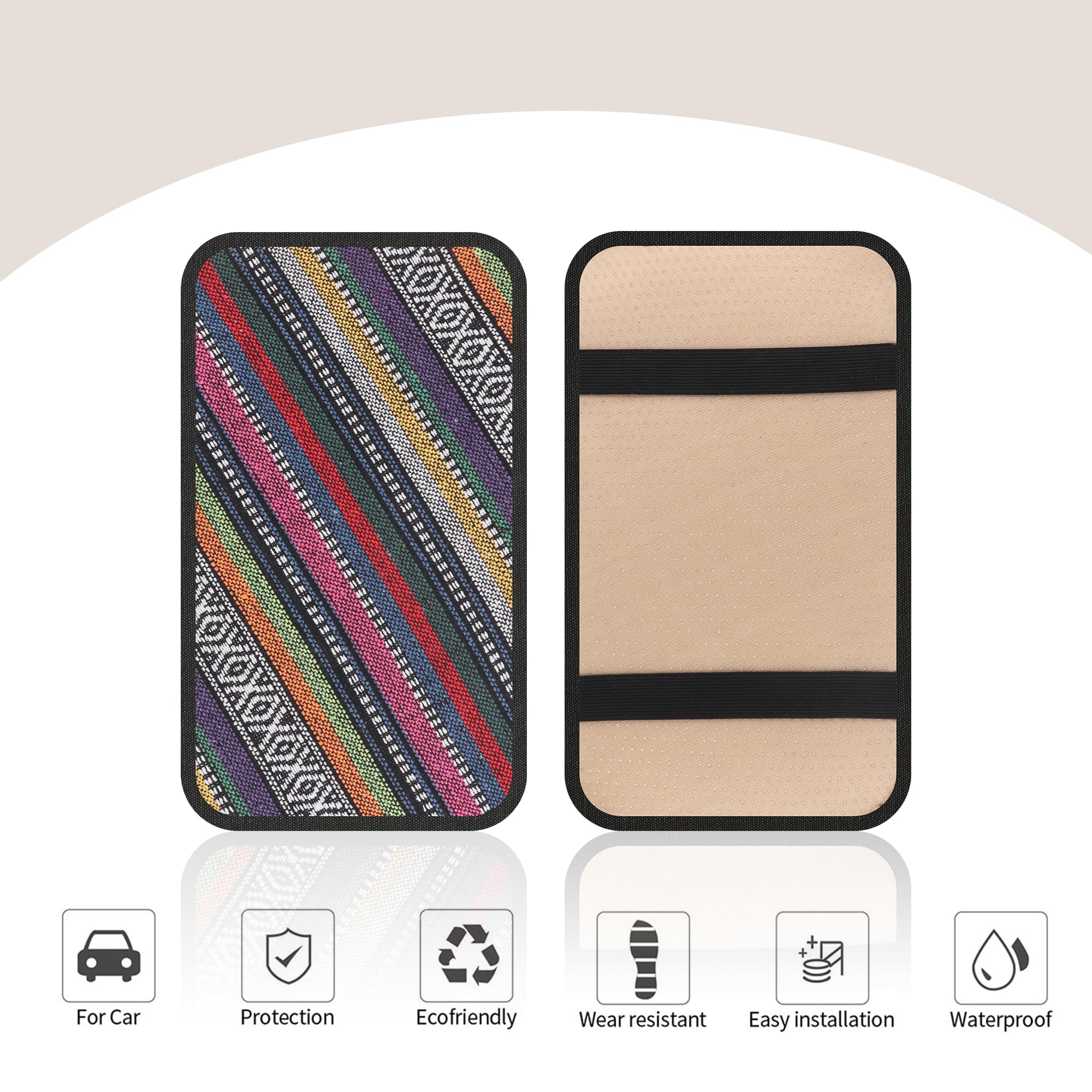 Car Center Console Cover,Boho Car Accessories Car Armrest Box Pad for Comfortable Support,Universal Armrest Cover for Car Truck