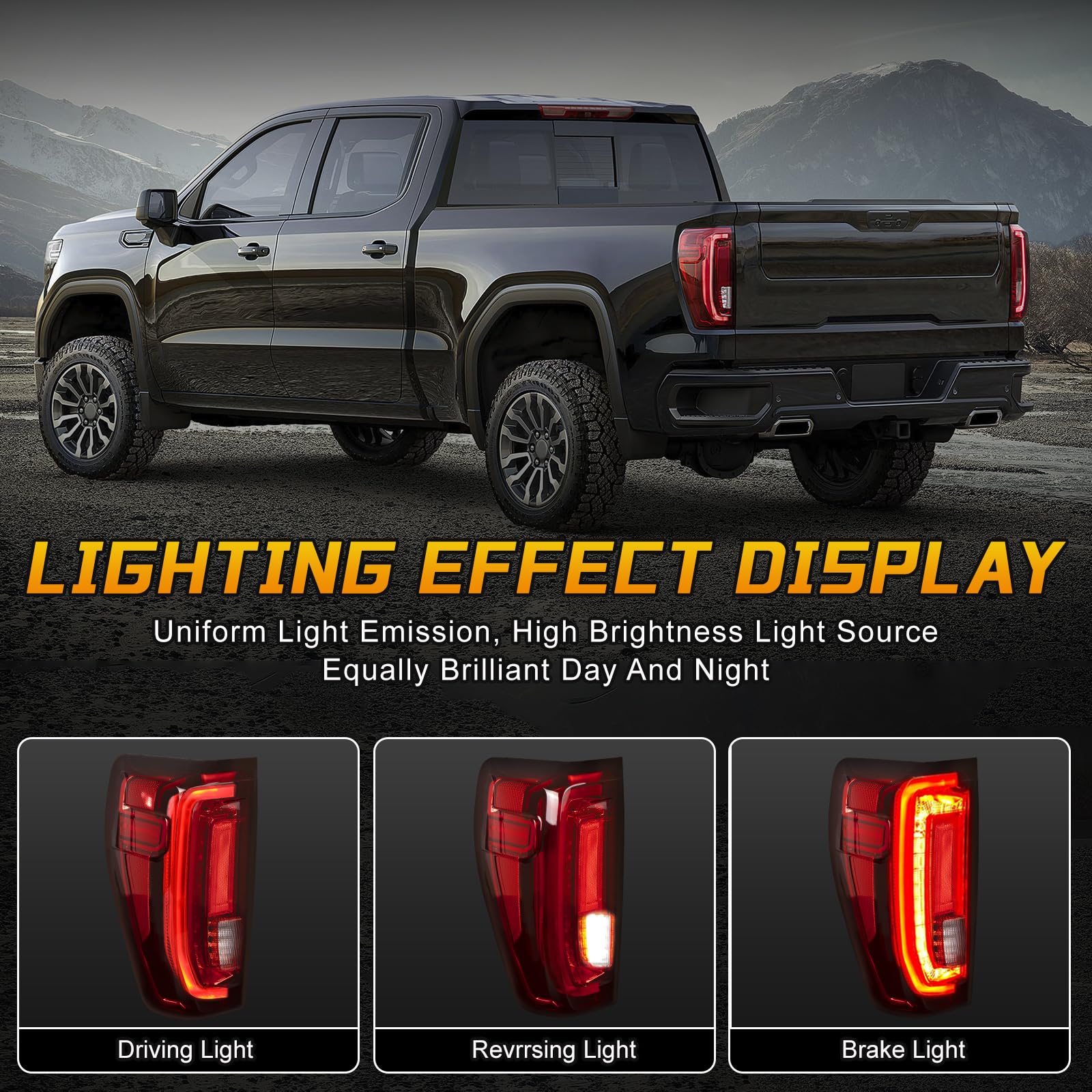 Qkvcx Led Tail Light Brake Rear Lamp Assembly Left Driver Side Compatible With 2019-2023 Gmc Sierra 1500/2500Hd/3500Hd Replace 86820473
