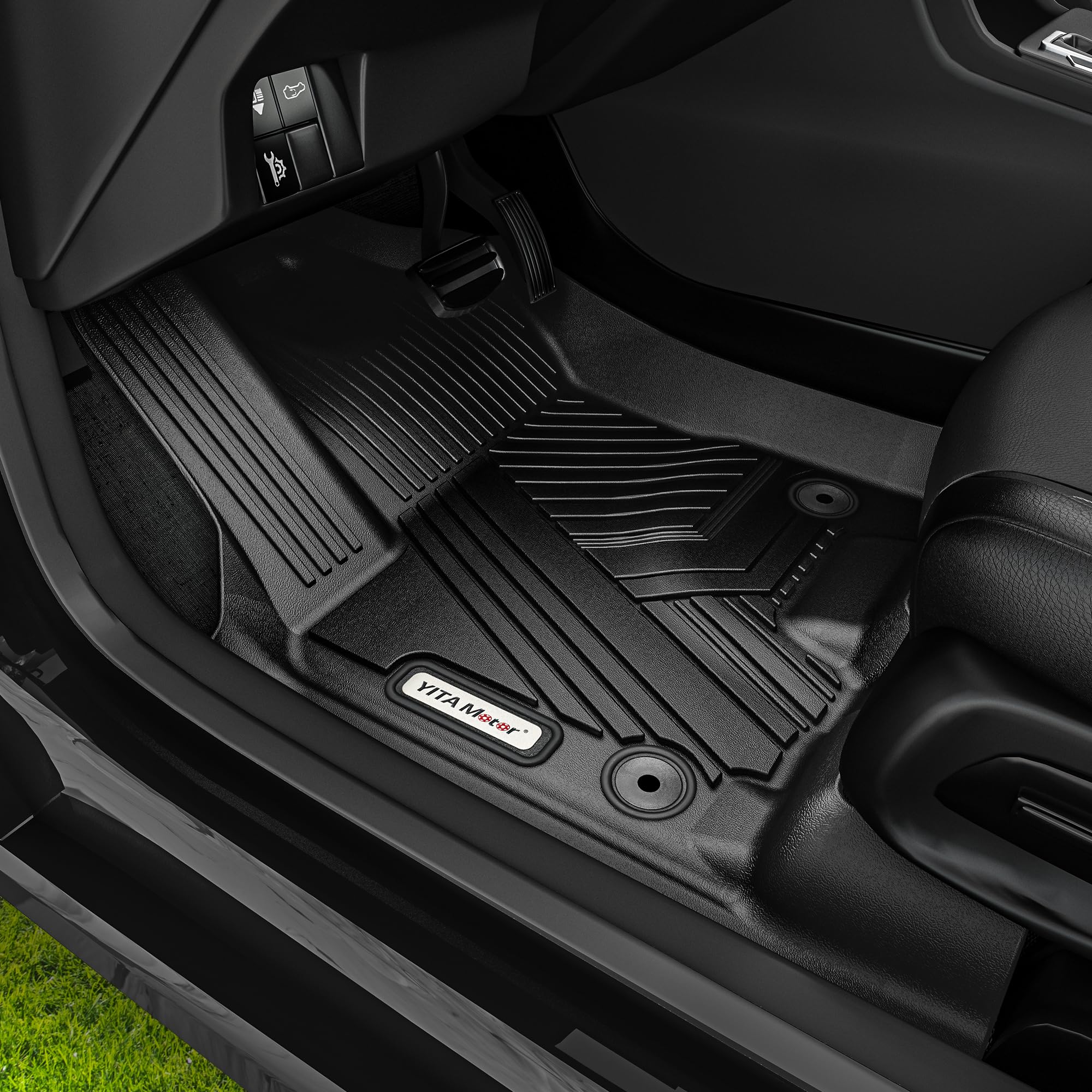 YITAMOTOR Floor Mats Fit for 2025 RAM 1500 Crew Cab w/o Rear Under-Seat Storage Bucket Seat, All Weather TPE Custom Fit Waterpro