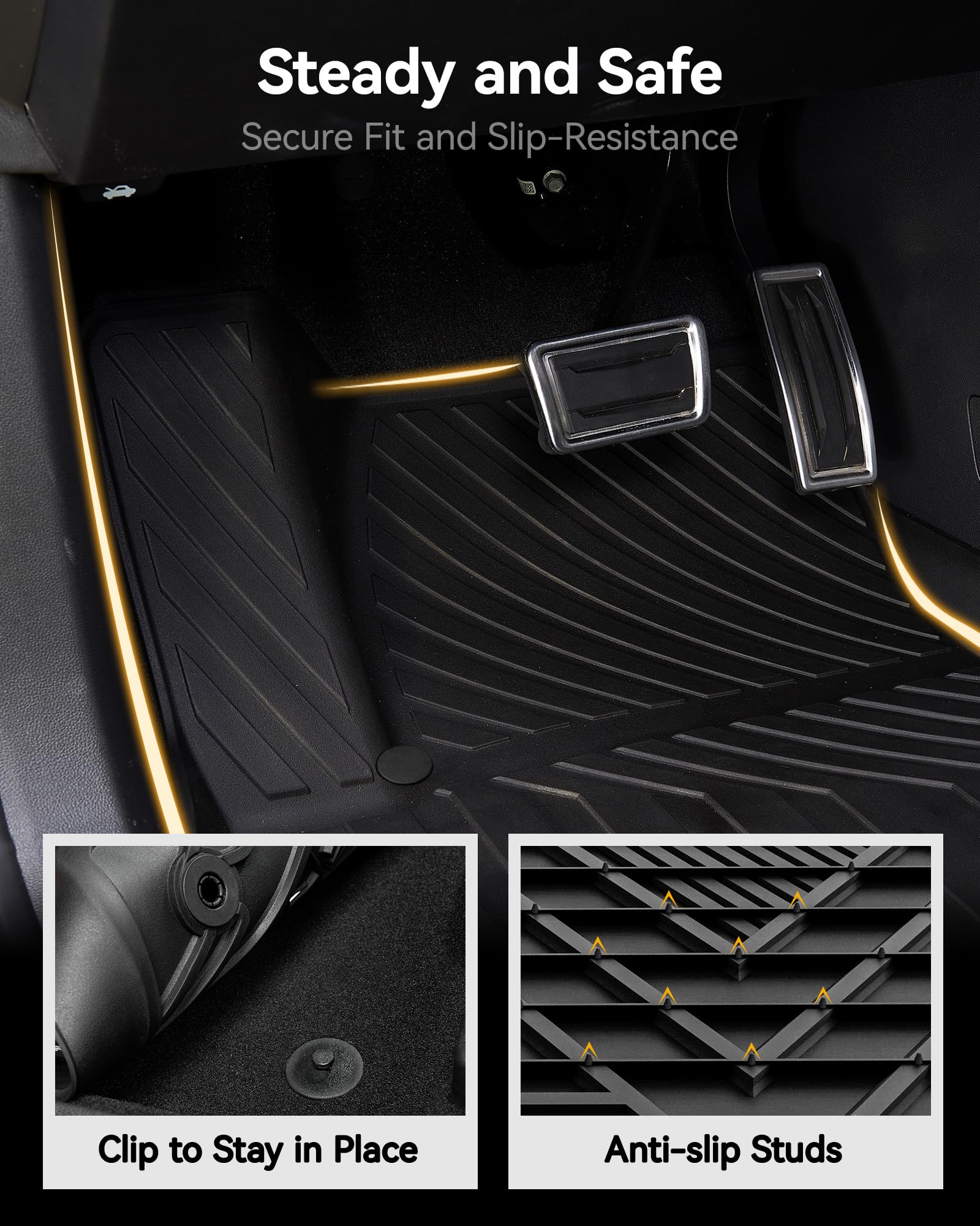 3W Floor Mats Set For Tesla Cybertruck 2023 2024 2025, All Weather Protection Waterproof Frunk & Rear Cargo Liners, Custom Tpe C