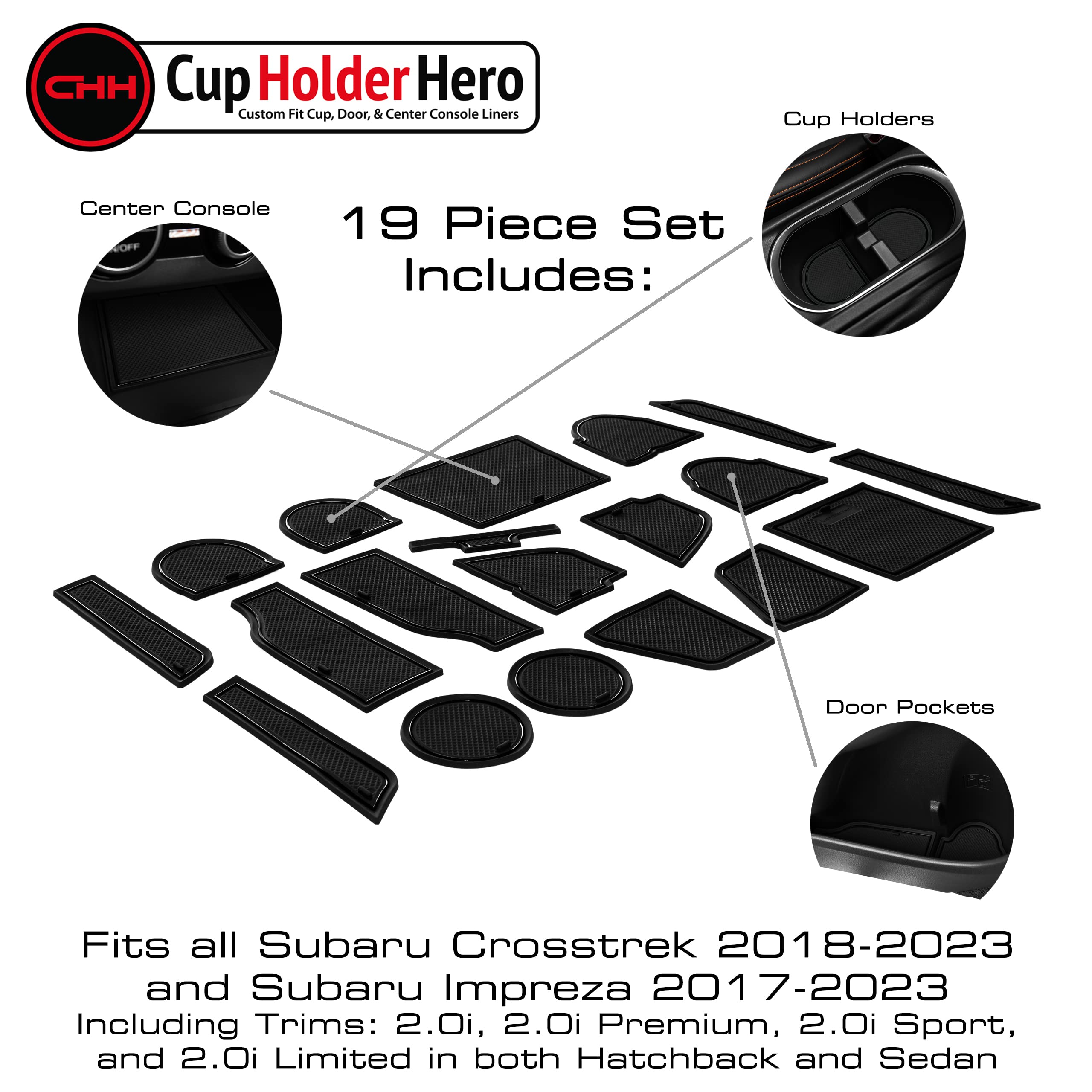 CupHolderHero Fits Subaru Crosstrek 2018-2023 and Subaru Impreza 2017-2023 - Premium Custom Non-Slip Anti-Dust Cup Holder Insert