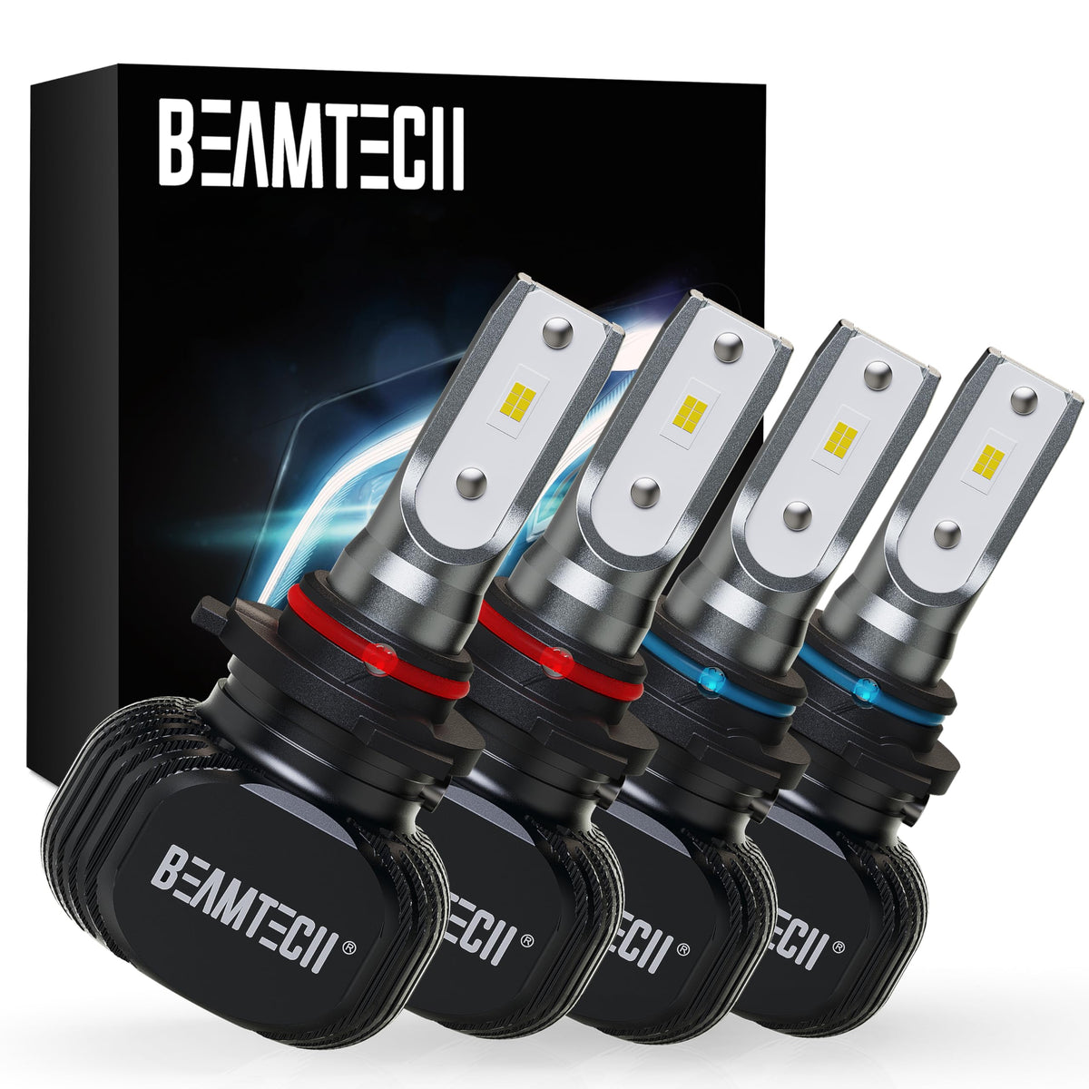 Beamtech 900-5 900-6 Bulbs Combo, S1 Series Fanless 300% Brighter Fog Light, 4 Bulbs