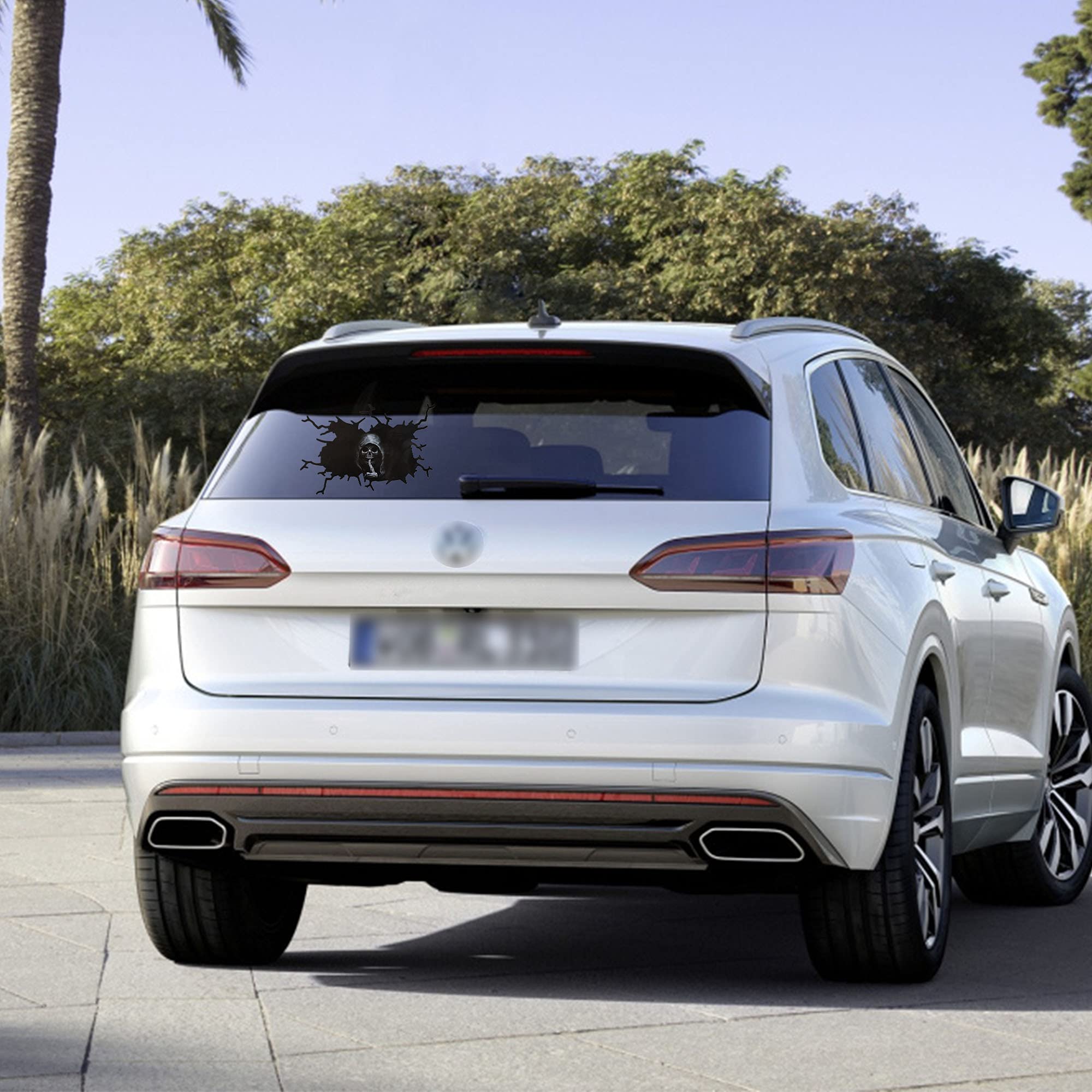 TOMALL 2pcs 3D Silent Skull Stickers for Car Halloween Theme Scary Grim Reaper Ghost Decal for Car Truck Window Windshield Door Trunk Wall Funny Self-Adhesive Creative Personality Decoration (29cm)